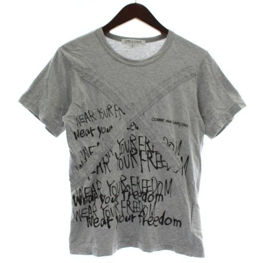 コムデギャルソン COMME des GARCONS WEAR YOUR DOM Tシャツ カットソー 半袖 クルーネック ロゴ プリント M グレー XZ GY 35
