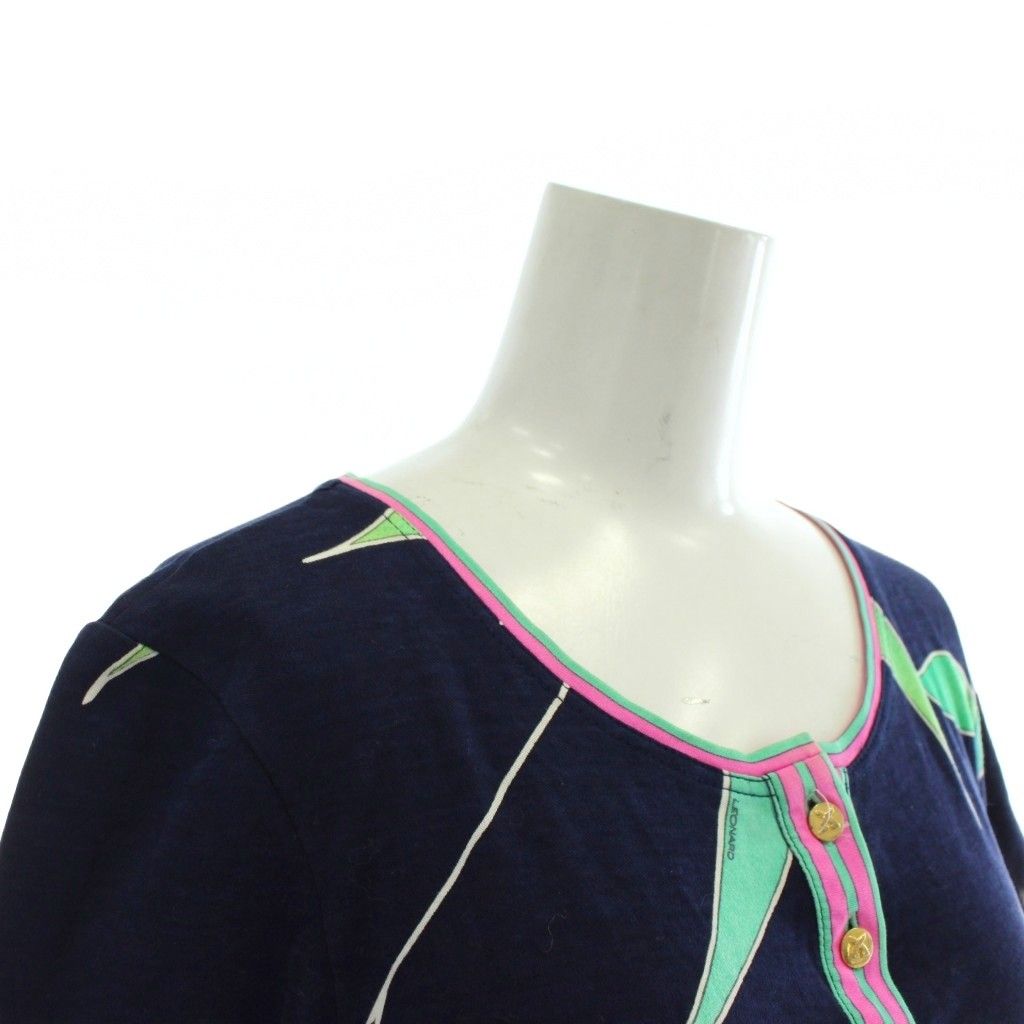 LEONARDトップス Vネック 半袖 セール】2WAY Vネック フロントギャザー 前開き 半袖 トップス（T