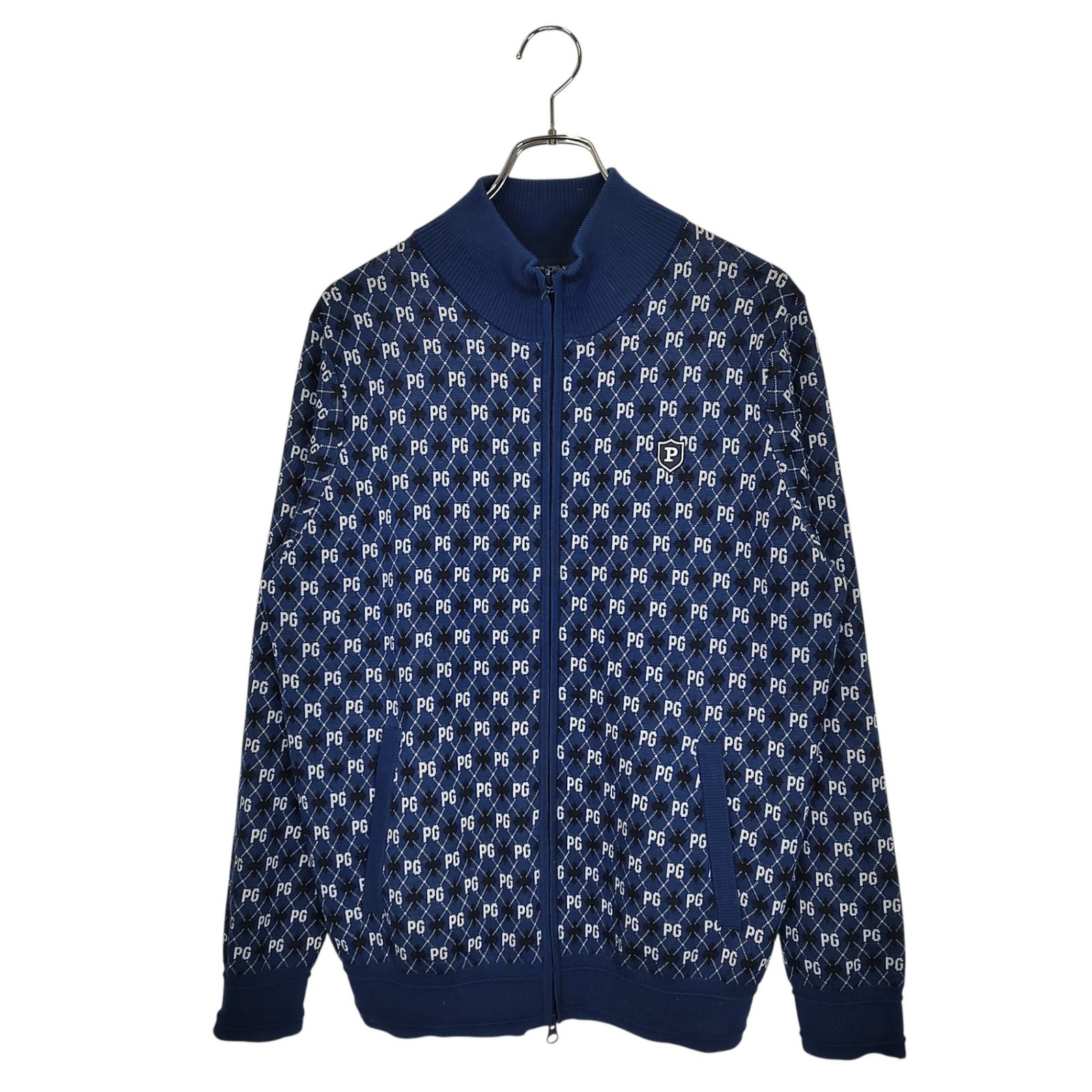 カシミヤ フルジップアップ ニットブルゾン 4 M ネイビー パーリー