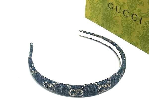 GUCCI グッチ カチューシャ GGマーモント 652835 ネイビー デニム