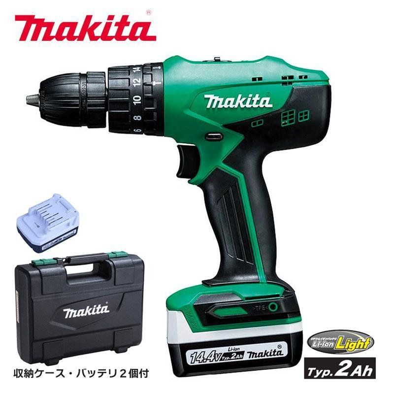 マキタ 充電式震動ドライバドリル 14 4 V 2 Ah バッテリ2本 充電器 ケース付