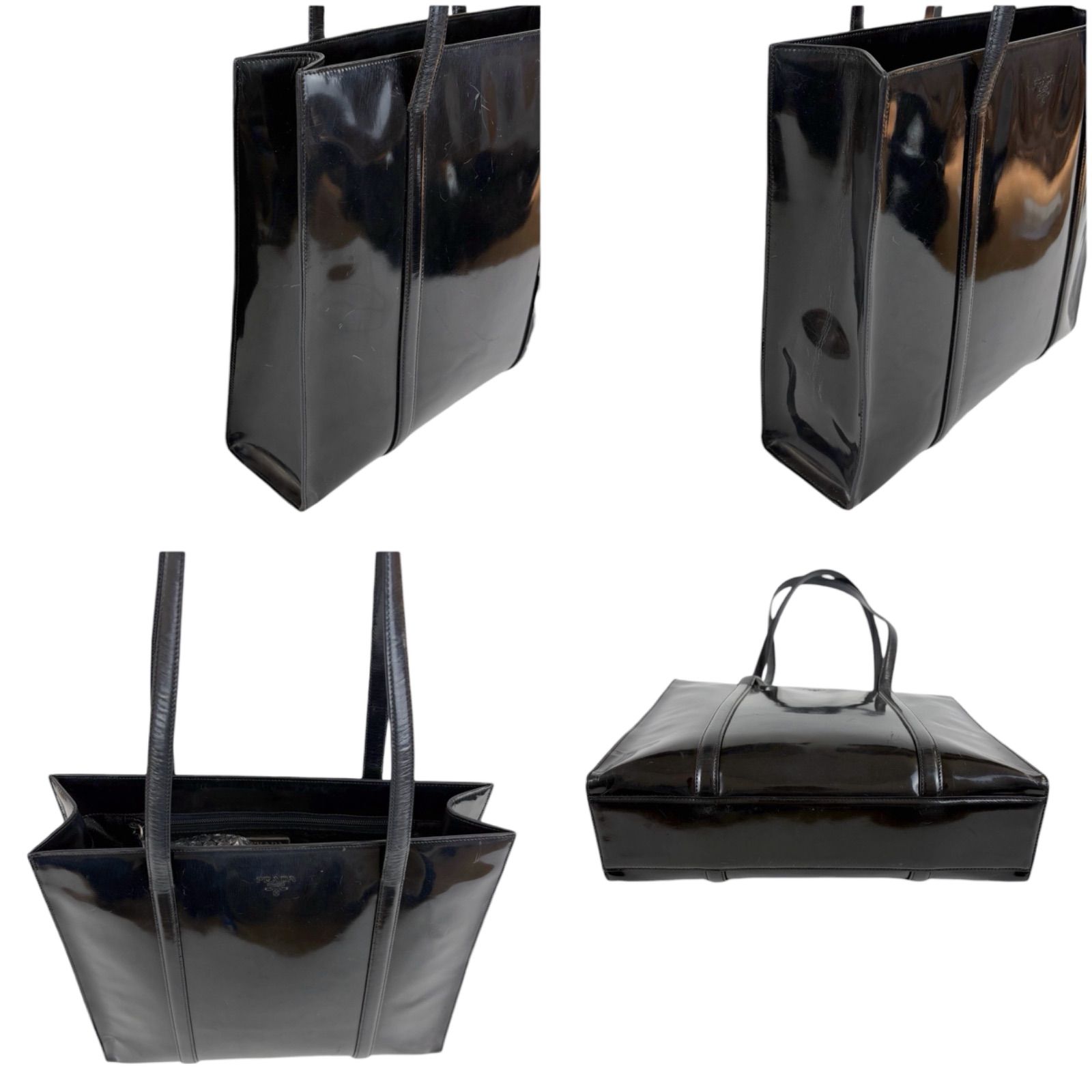 プラダ PRADA パテントレザー トートバッグ ブラック 黒 エナメル