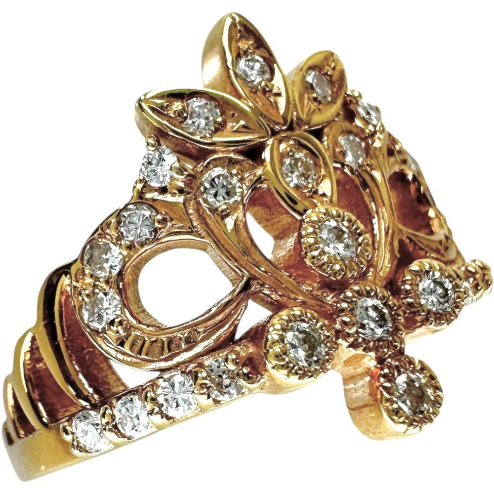 12.5号 王冠風デザイン ダイヤモンド 0.30ct リング・指輪 K18PGピンク