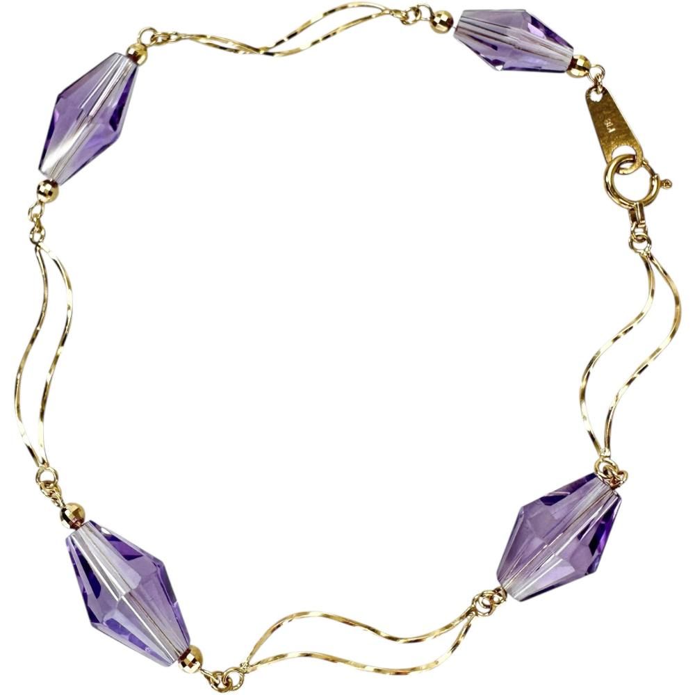 アメジスト ブレスレット K18ゴールド 18金 4.8g 19cm レディース