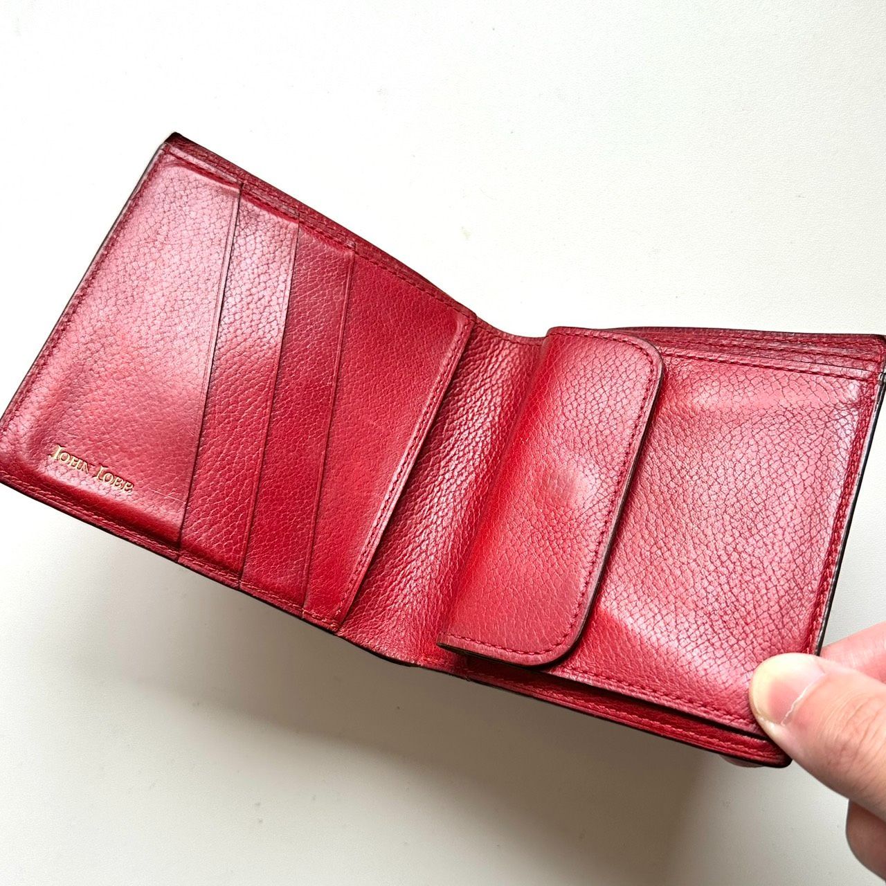 ジョンロブ JOHN LOBB 二つ折り財布 レッド レア - メルカリ