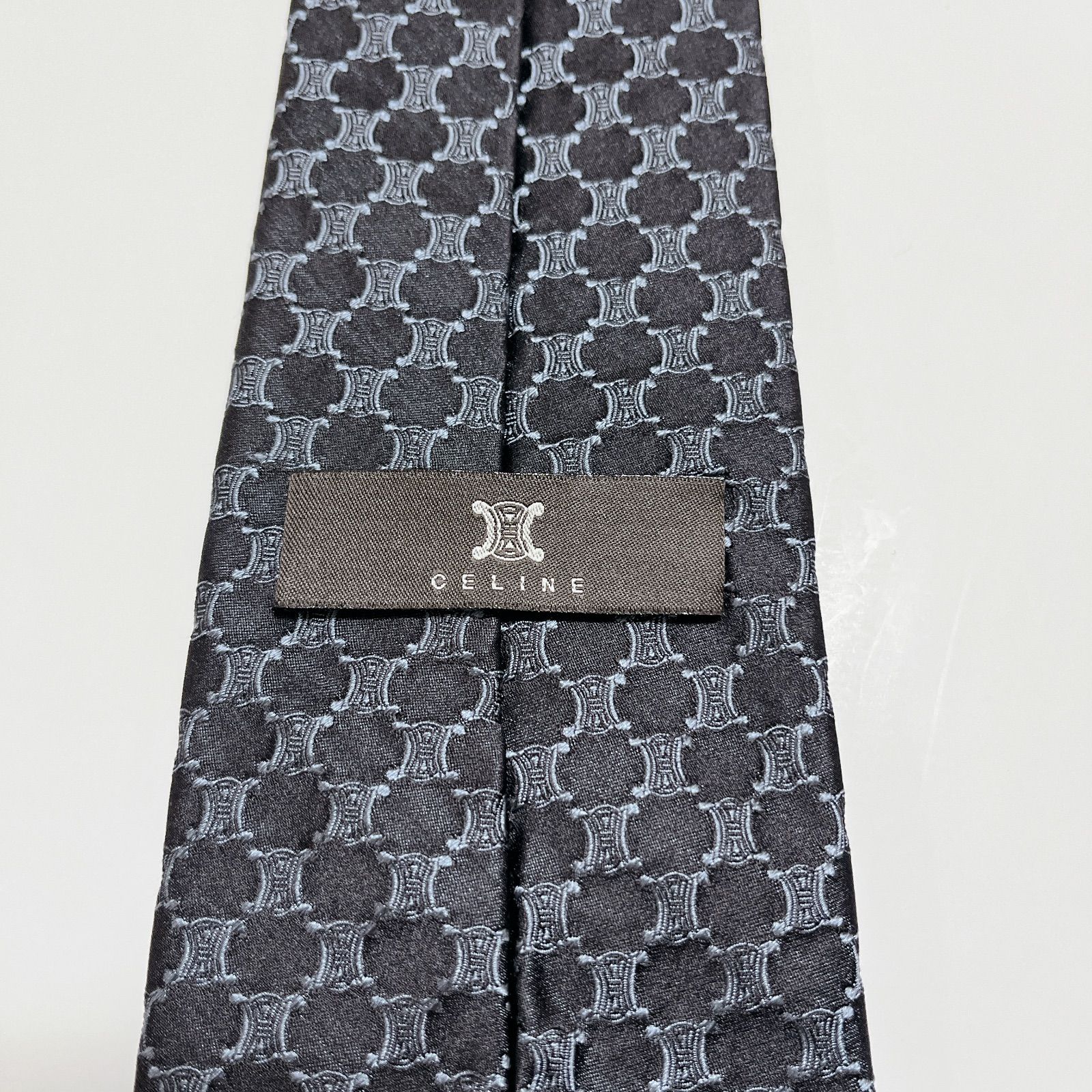 美品 セリーヌ ネクタイ ハイブランド マカダム柄 トリオンフ 光沢