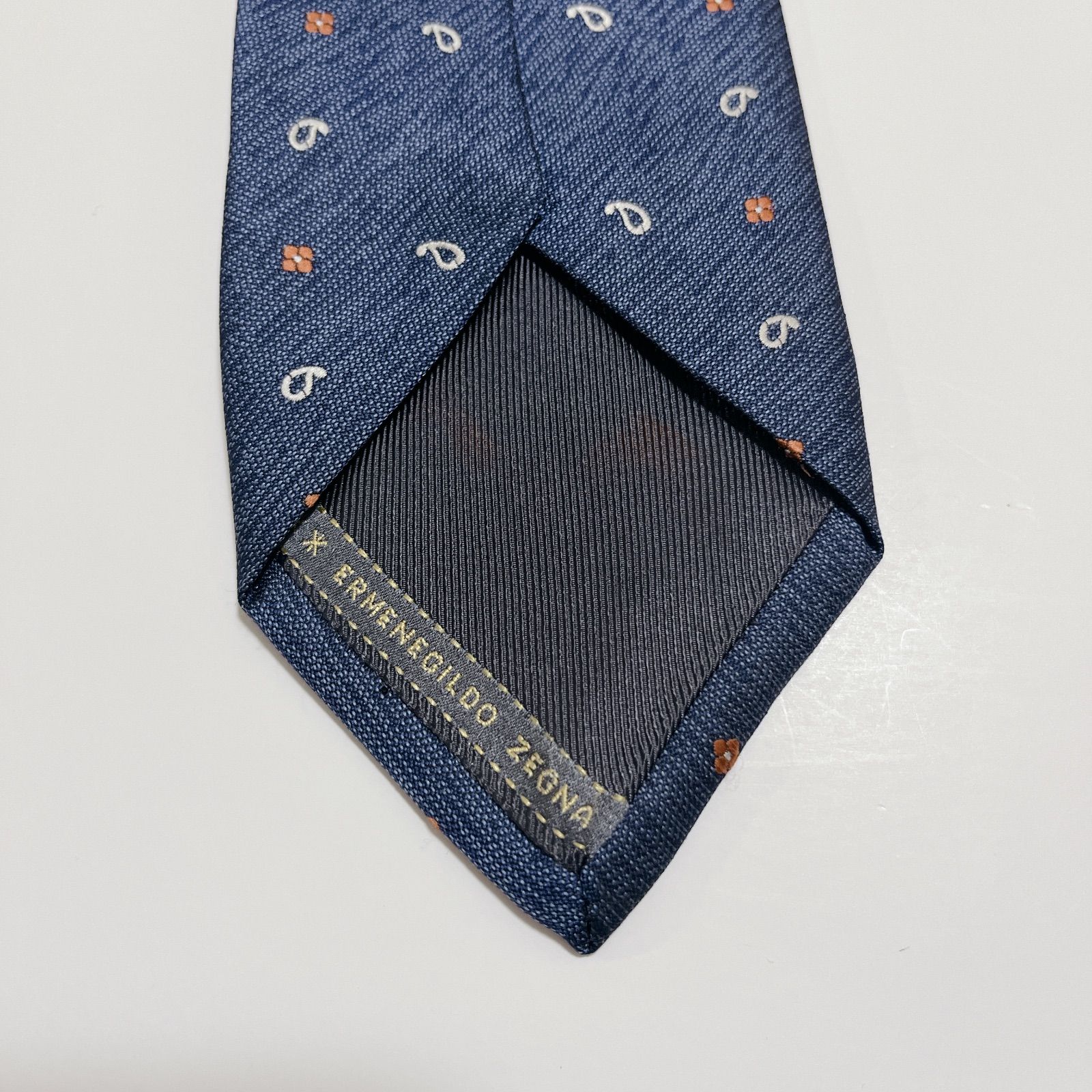 美品 エルメネジルドゼニア ネクタイ ハイブランド ペイズリー柄 光沢