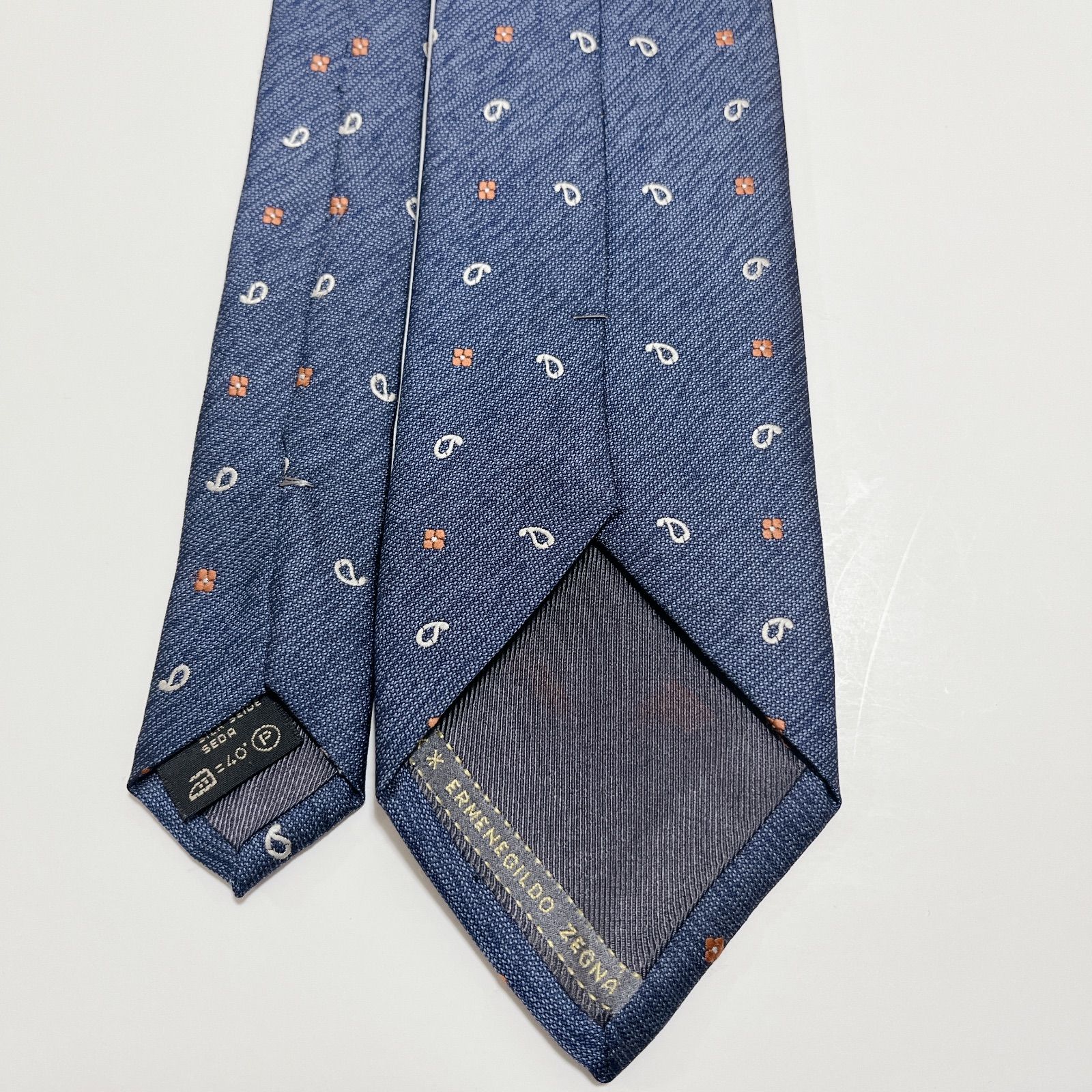 美品 エルメネジルドゼニア ネクタイ ハイブランド ペイズリー柄 光沢