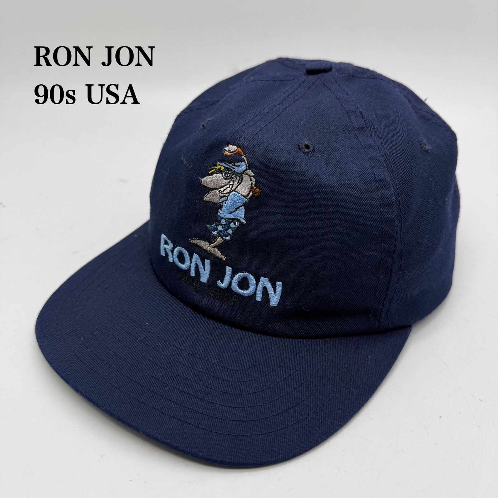 RON JON 90 s USA SHARK golfer logo cap ロンジョン アメリカ製 ヴィンテージ サメゴルファー ワンポイント キャップ 帽子