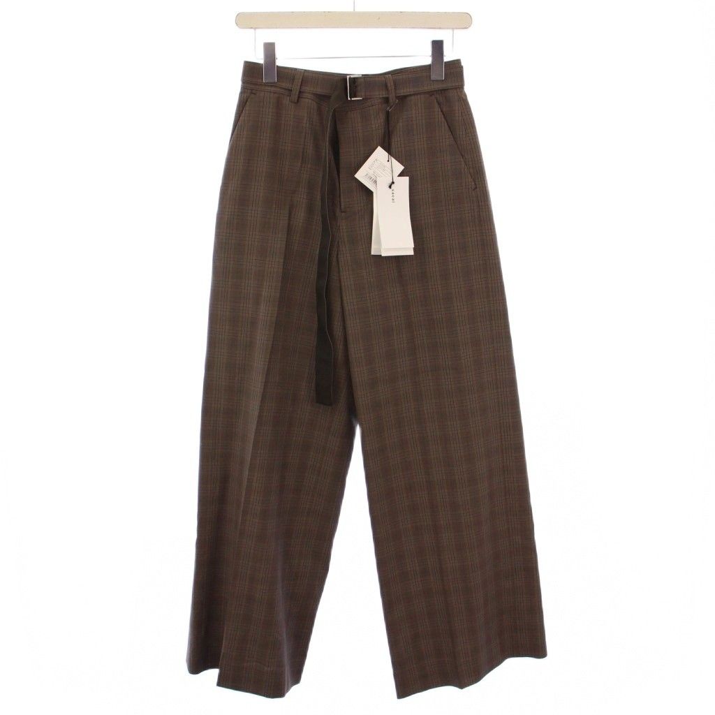 sacai 25年モデル　ブラウン パンツ　ベルト付き サカイ sacai Wool Silk Suiting Pants ウールシルクスーツパンツ