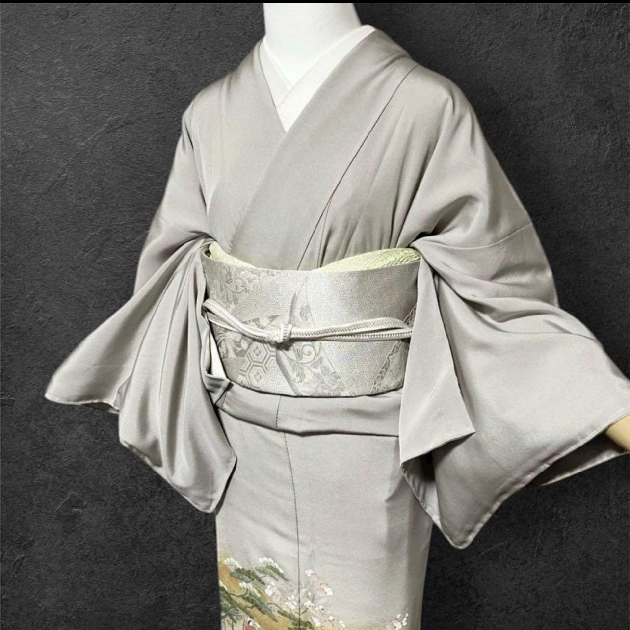 新品 美品 袷 正絹 作家 友禅 紋付 訪問着 フルセット 西陣唐織袋帯