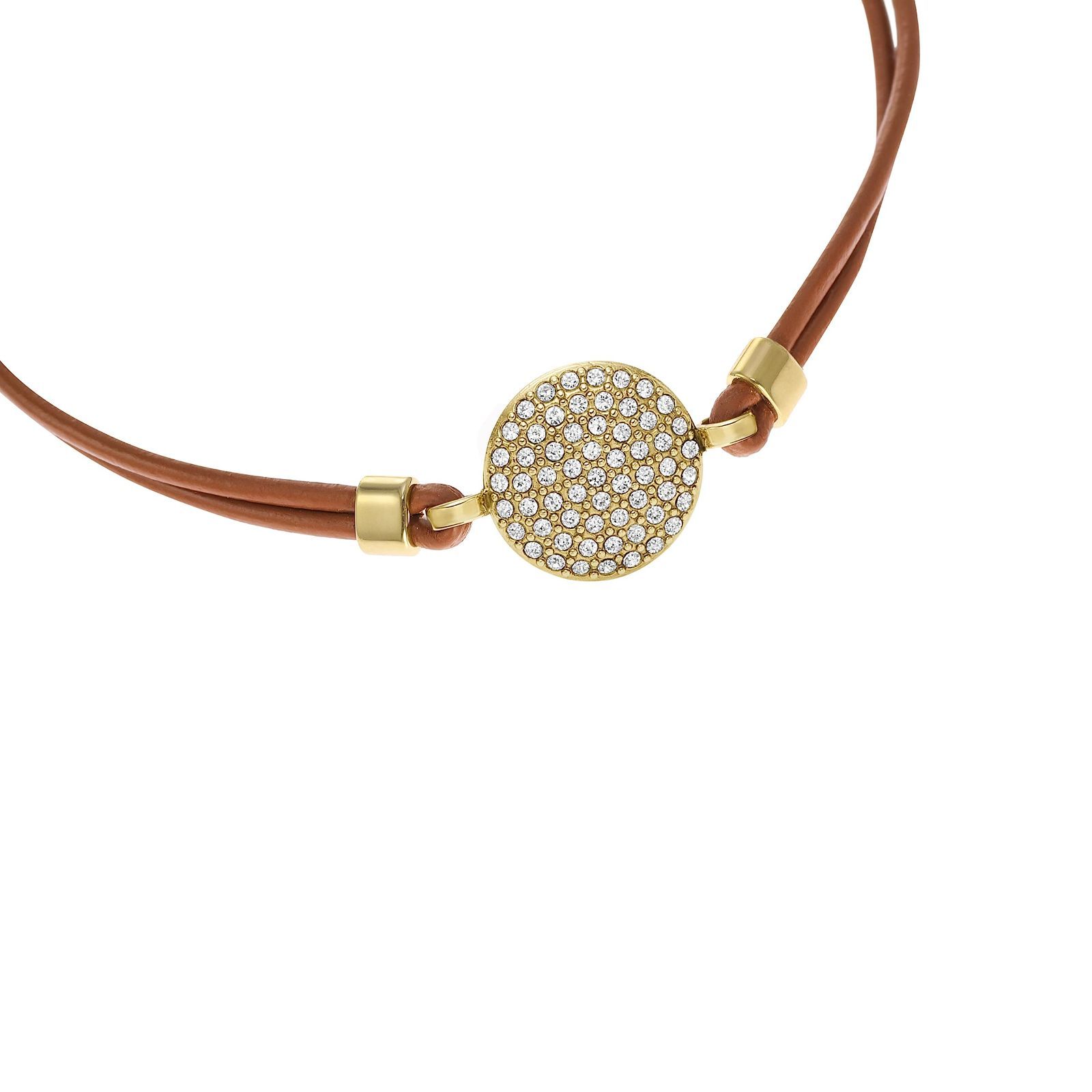  コンポーネントブレスレット ミディアムブラウンレザー DISC GLITZ SADIE レディース フォッシル ブレスレット アクセサリー