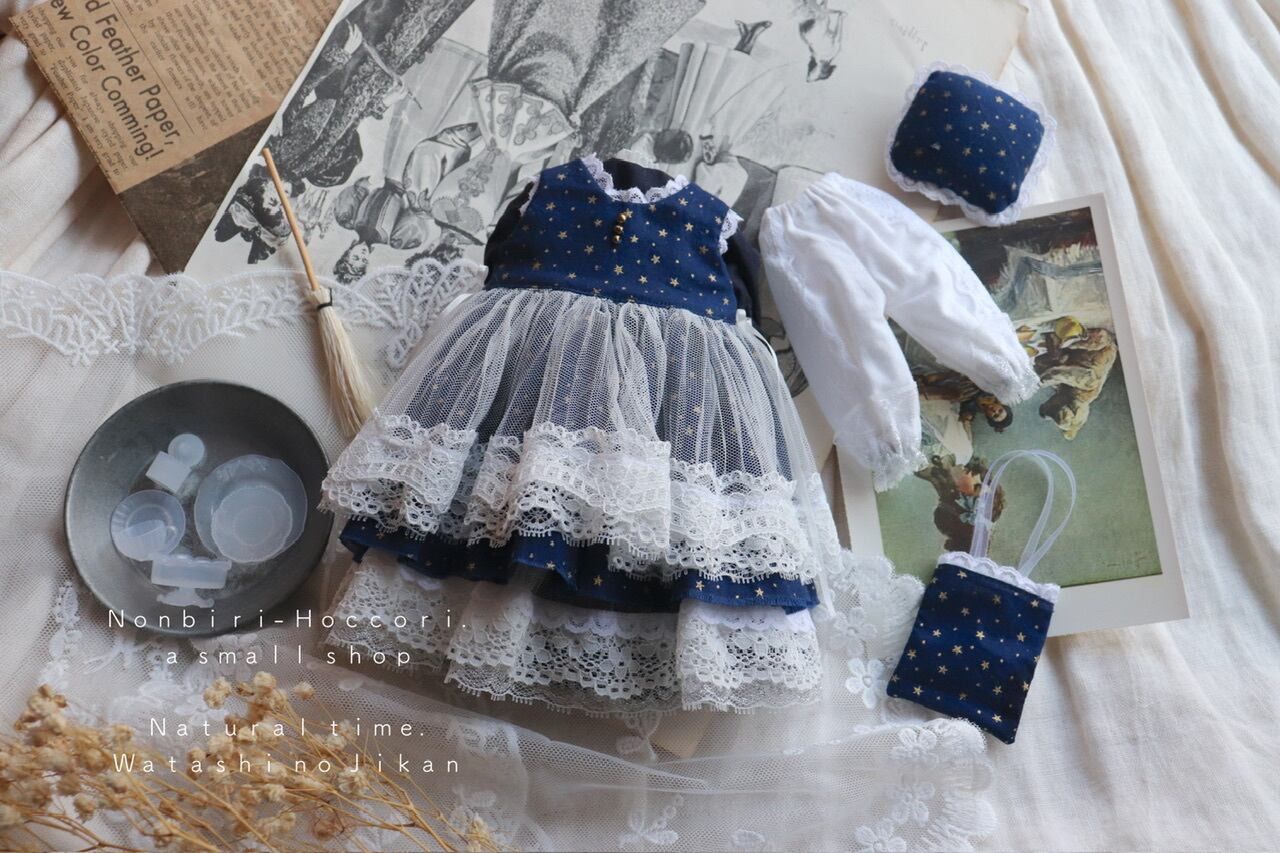 No.A 137 ブライス blythe 冬のお空のお星さまお洋服set アウトフィット