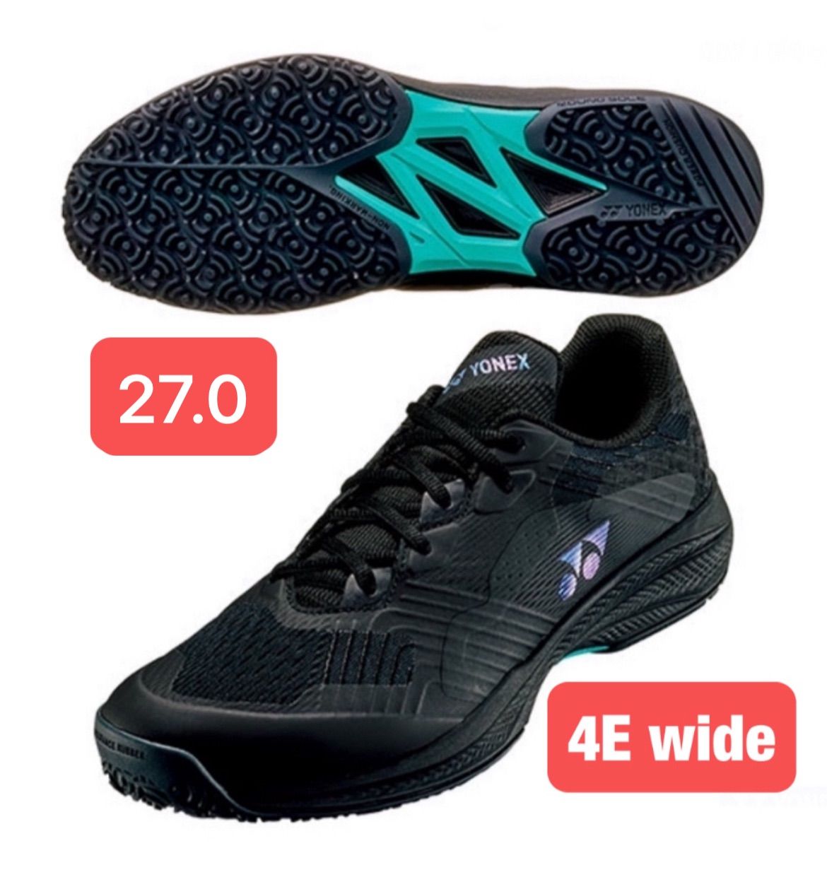 YONEX ソニケージワイド テニスシューズ 4E wide クレー・砂入り人工芝用 007 ブラック 27.0