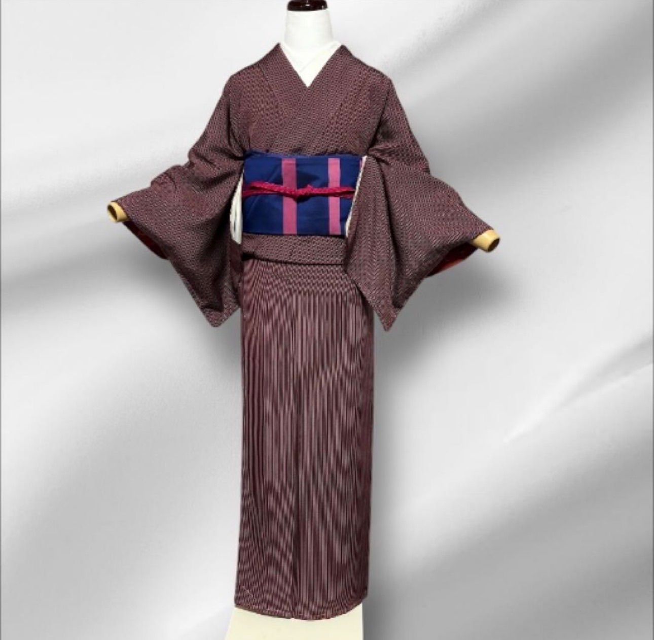 未使用近い 美品 袷 正絹 江戸小紋 変わり万筋 フルセット 西陣名古屋