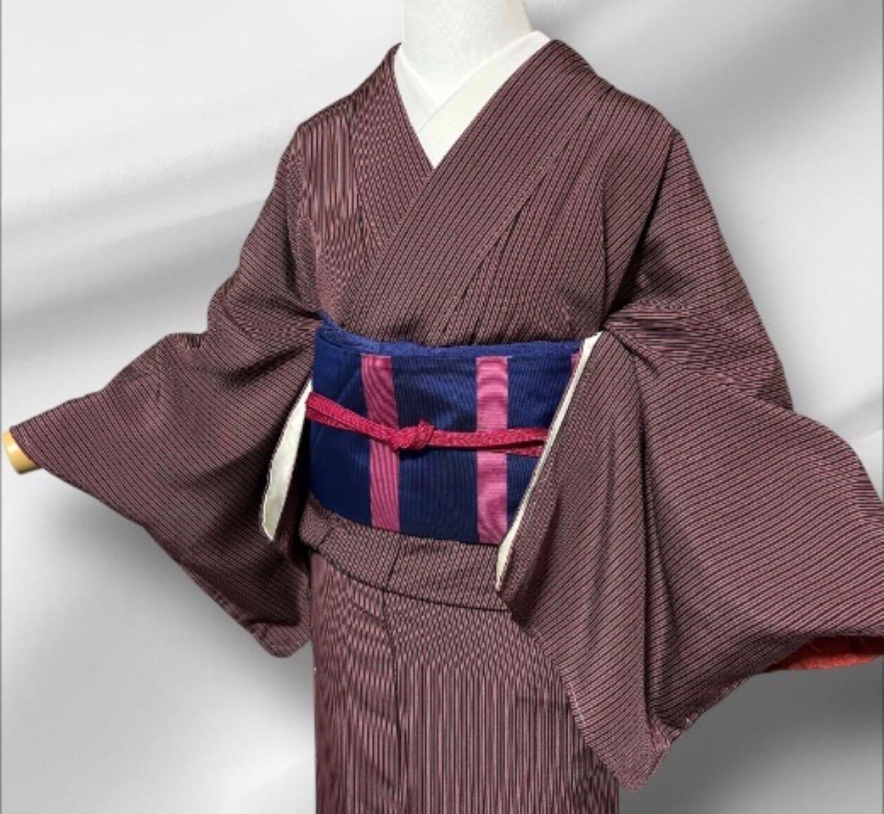 未使用近い 美品 袷 正絹 江戸小紋 変わり万筋 フルセット 西陣名古屋