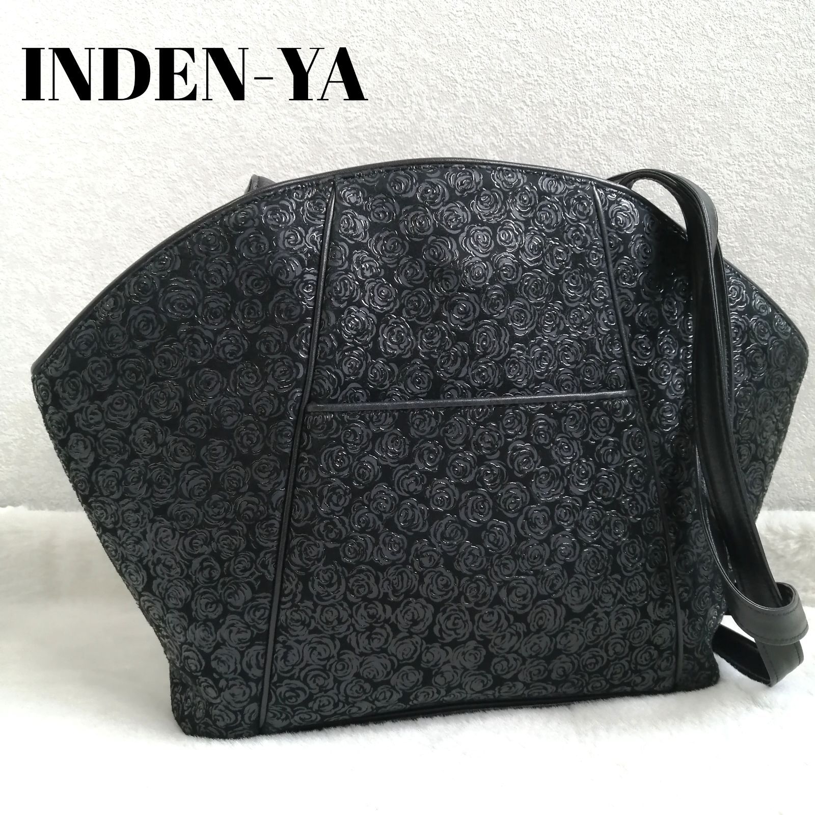 印傳屋 ショルダーバッグ トートバッグ 薔薇 ローズ ブラック 鹿革