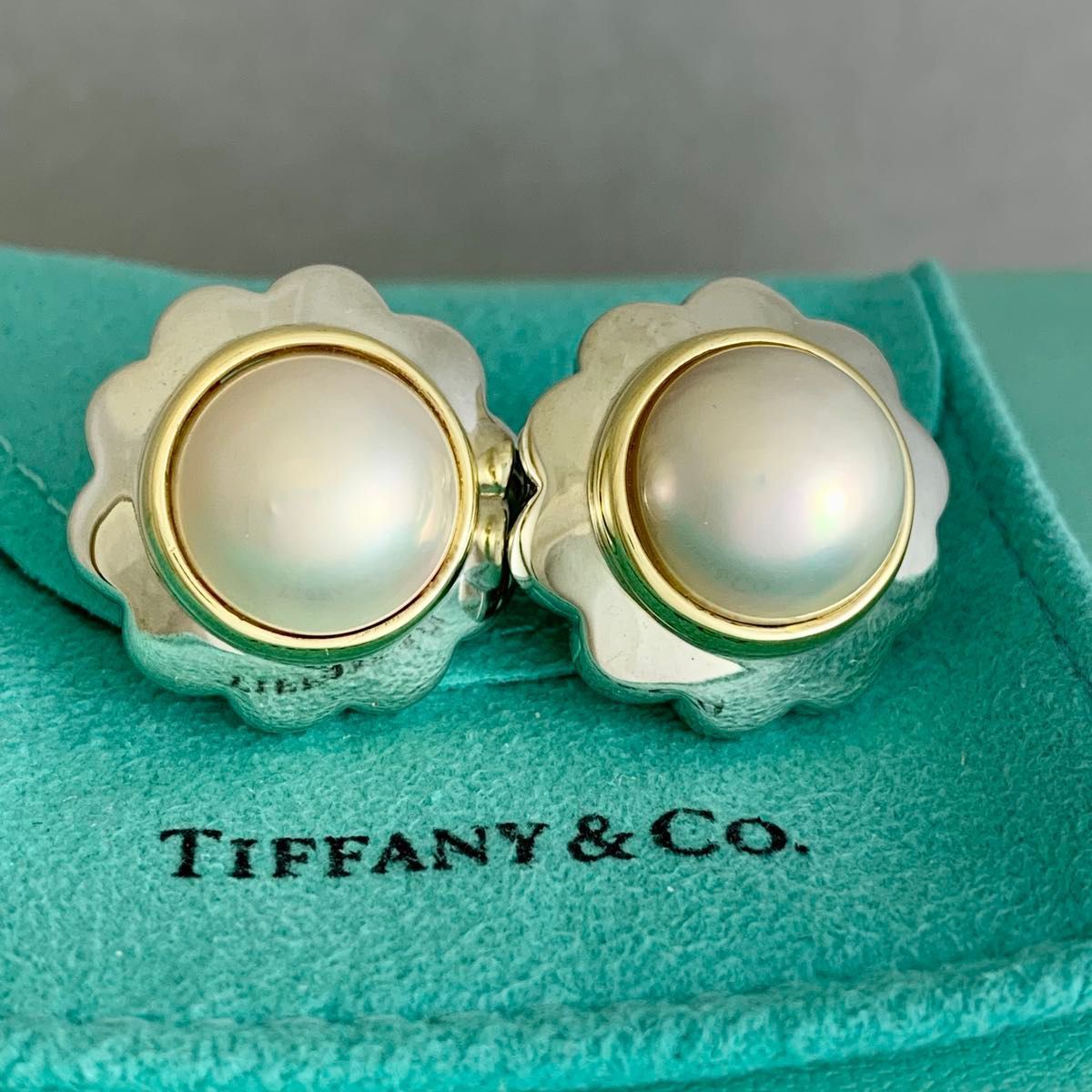 ティファニー マベパール ゴールド シルバー コンビ フラワー ピアス