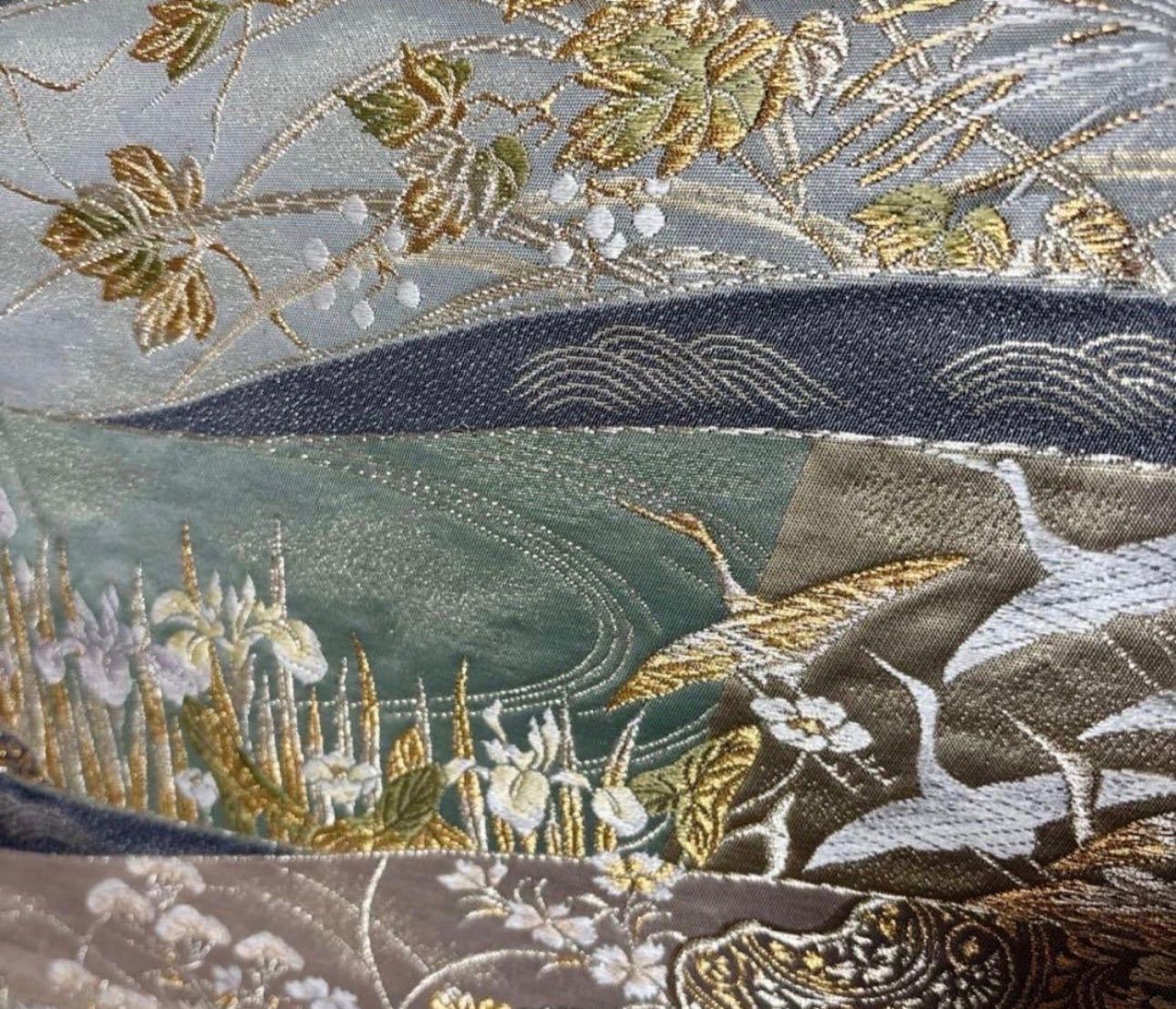 未使用近い 美品 袷 正絹 友禅 訪問着 フルセット 西陣唐織漆箔袋帯 薄