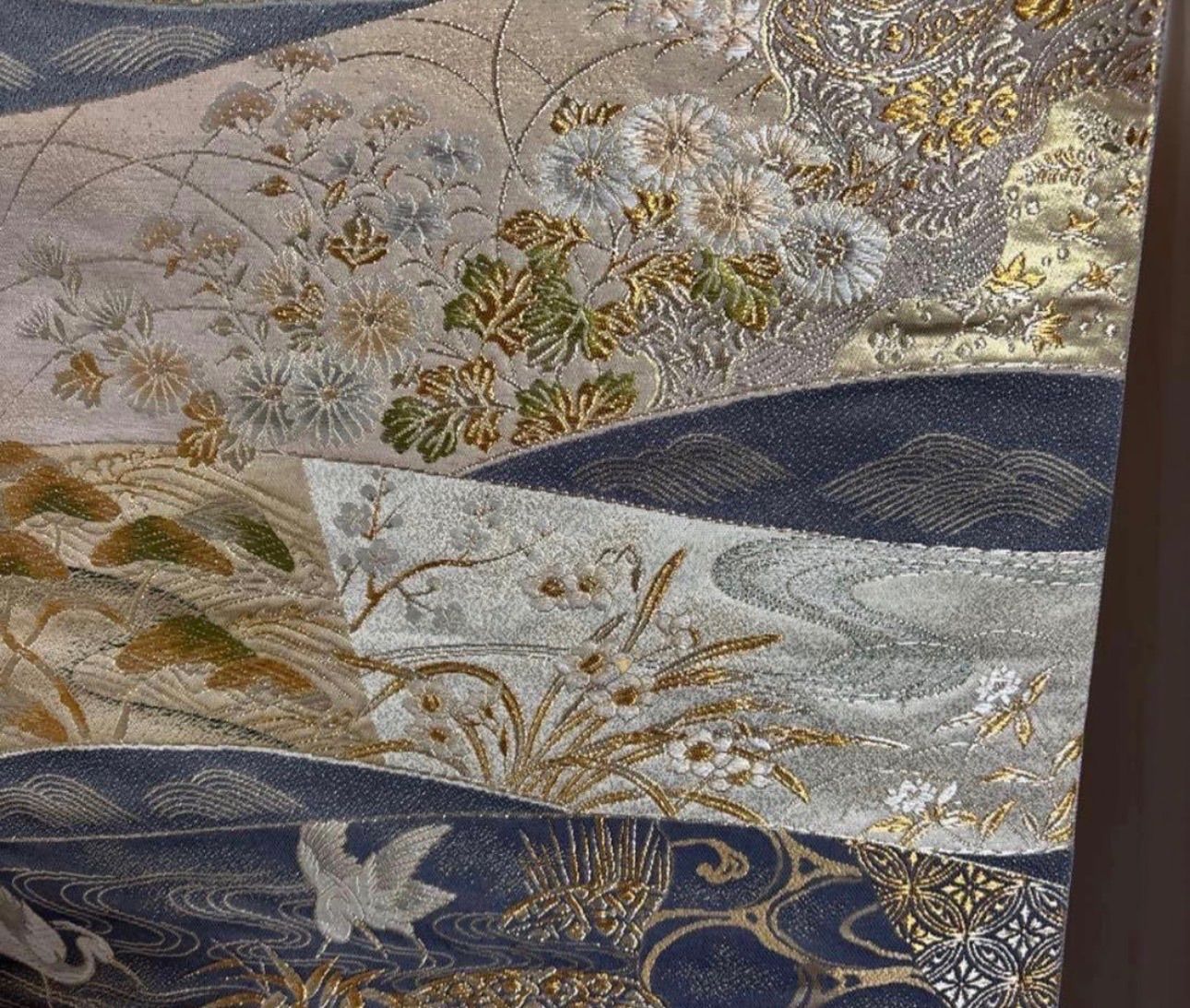 未使用近い 美品 袷 正絹 友禅 訪問着 フルセット 西陣唐織漆箔袋帯 薄