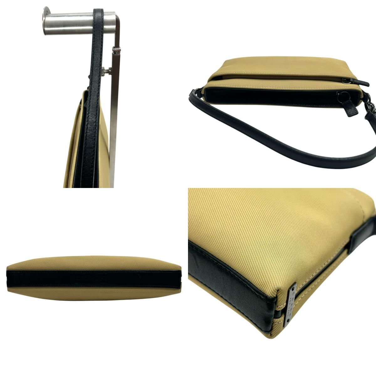 美品】コーチ ハンドバッグ 7407 ナイロン レザー ベージュ ブラック