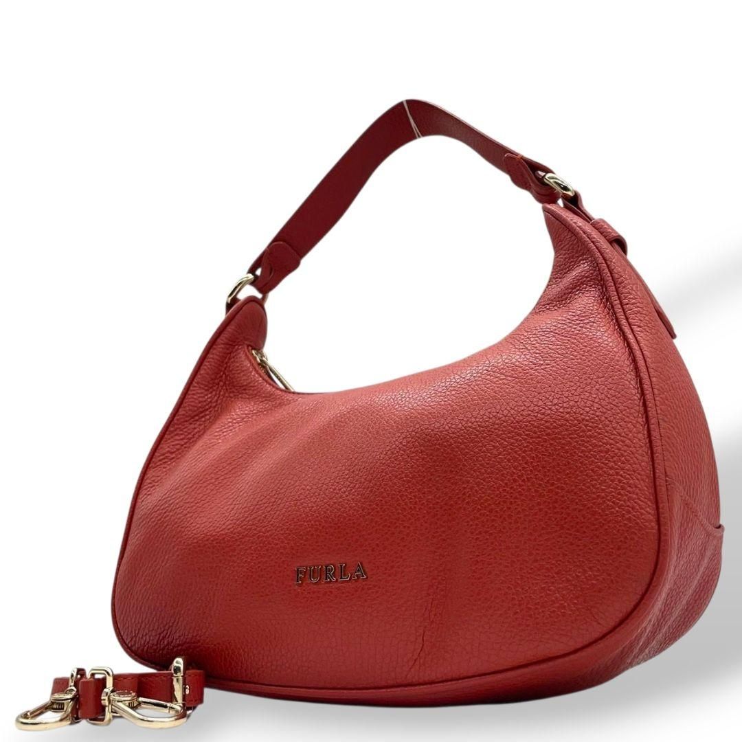 フルラ FURLA ハンドバッグ トートバッグ オレンジ レッド ホーボー