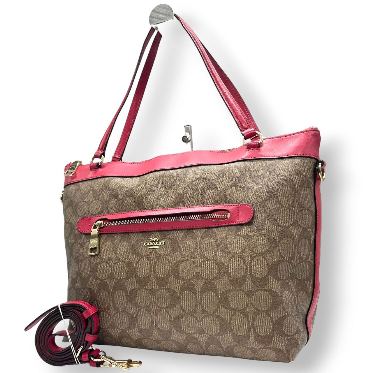 美品】コーチ 2WAY トートバッグ ショルダーバッグ シグネチャー PVC