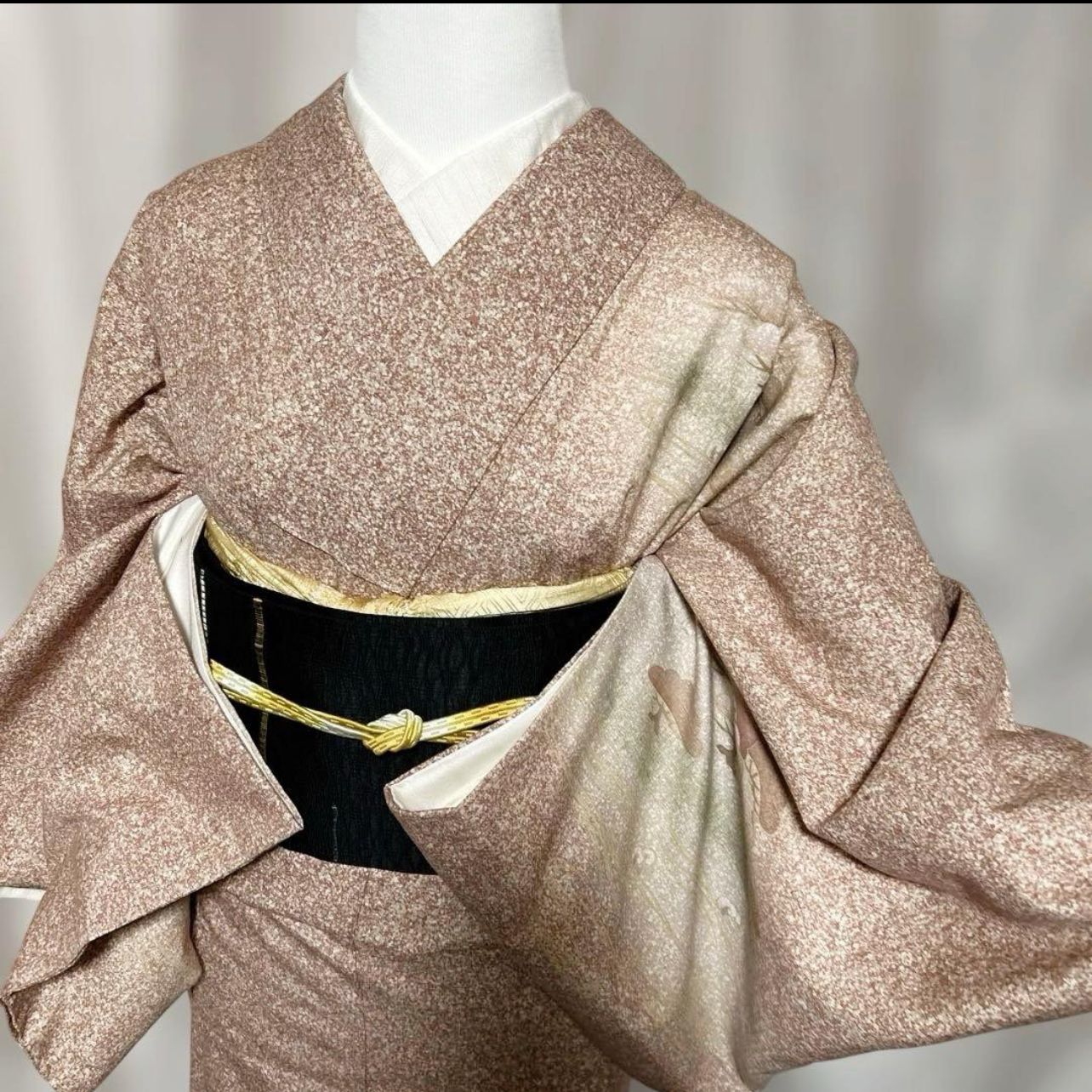 未使用近い 美品 袷 正絹 作家 結城紬 訪問着 フルセット 正絹特選紬