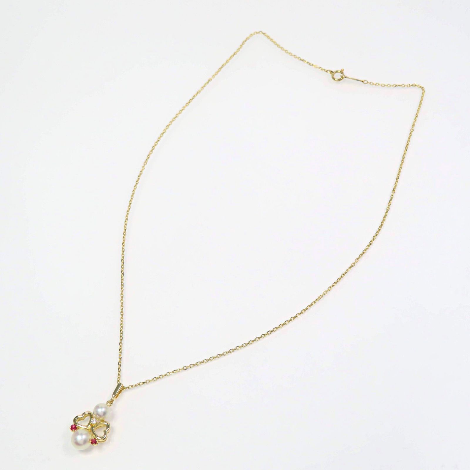 MIKIMOTO K18 ゴールド ハート型 ネックレス MIKIMOTO ミキモト ハートモチーフ パール 真珠 ネックレス K18