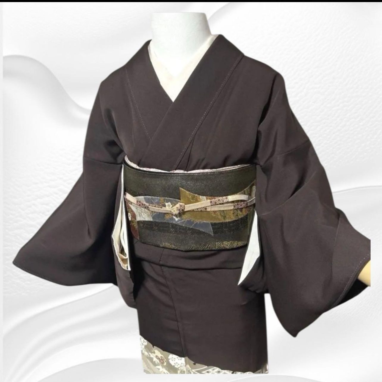 未使用近い 美品 袷 正絹 友禅 訪問着 フルセット 西陣唐織漆箔袋帯