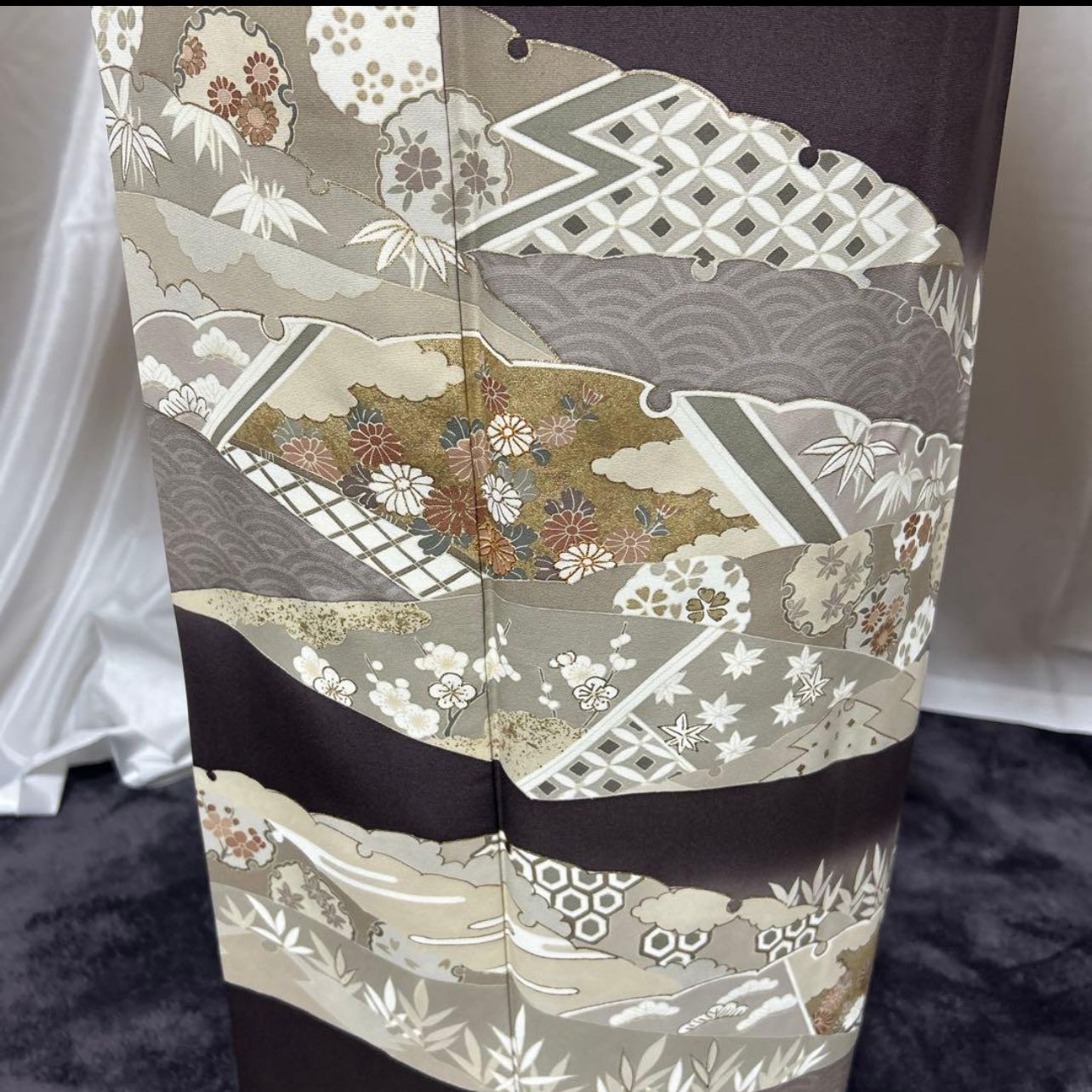 未使用近い 美品 袷 正絹 友禅 訪問着 フルセット 西陣唐織漆箔袋帯