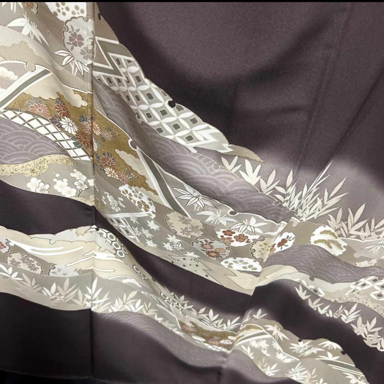 未使用近い 美品 袷 正絹 友禅 訪問着 フルセット 西陣唐織漆箔袋帯
