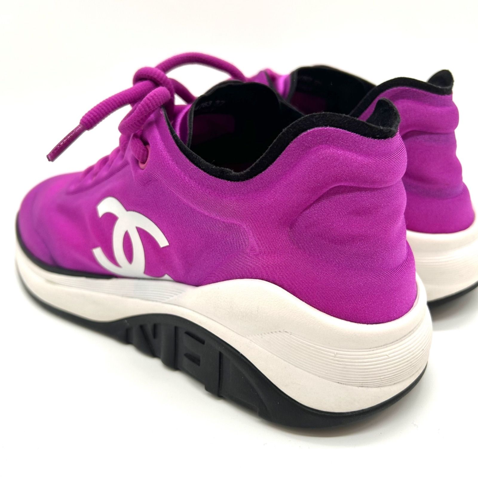 CHANEL スニーカー ココマーク ファブリック 37 パープル G34763