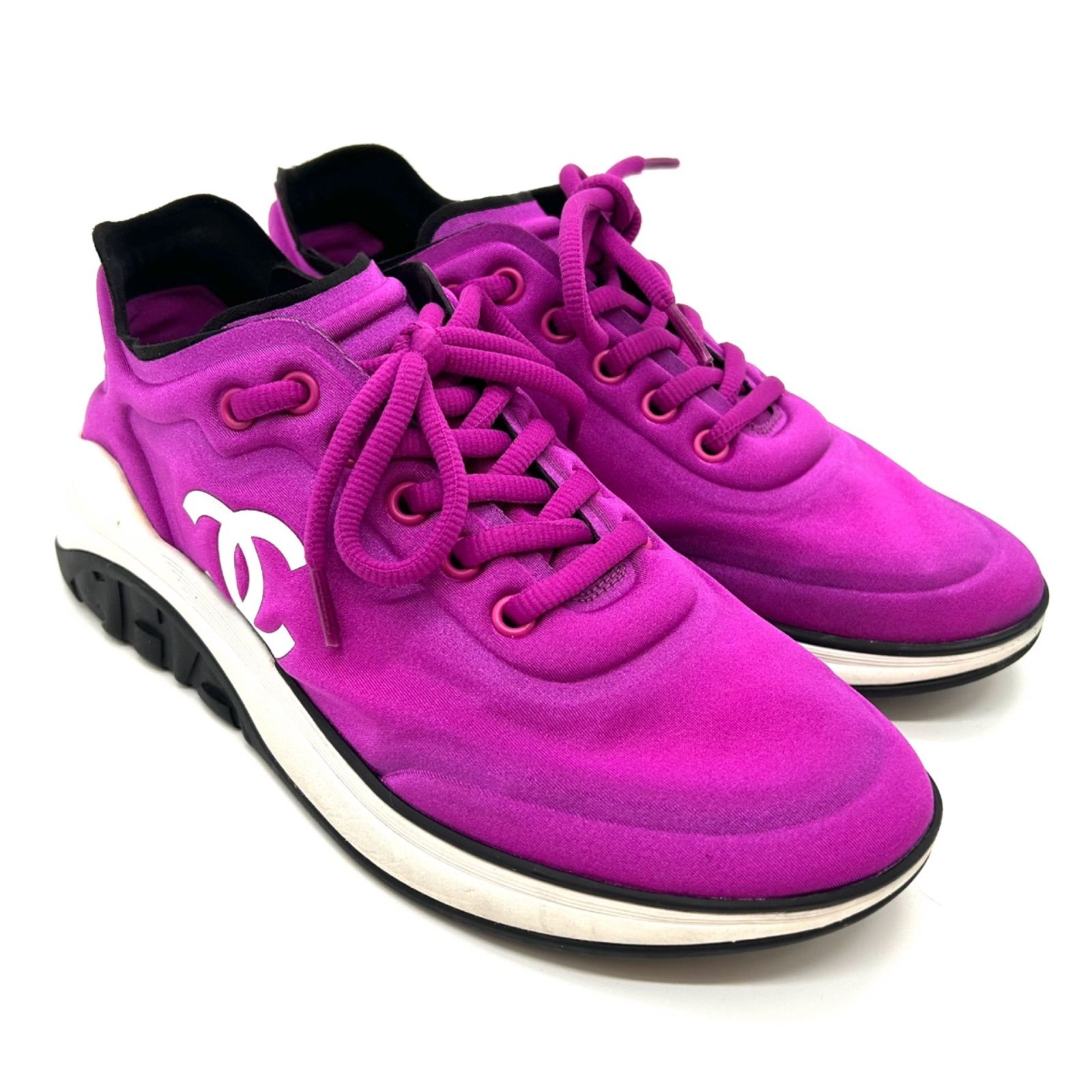 CHANEL スニーカー ココマーク ファブリック 37 パープル G34763