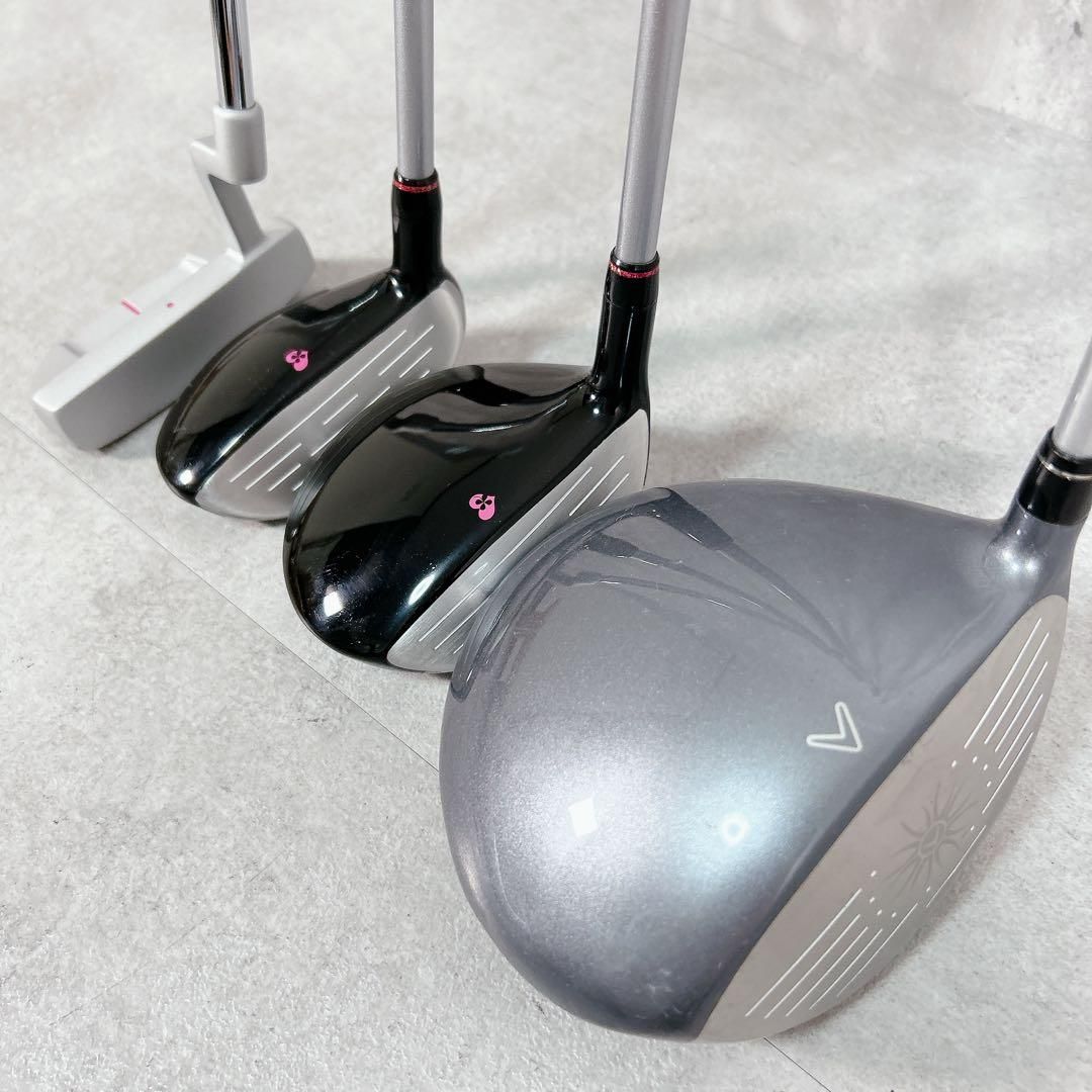 V351 キャロウェイ 他 レディース ゴルフ クラブ セット 8点 ピンク 白