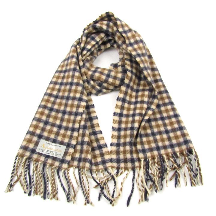 アクアスキュータム マフラー ストール チェック柄 カシミヤ