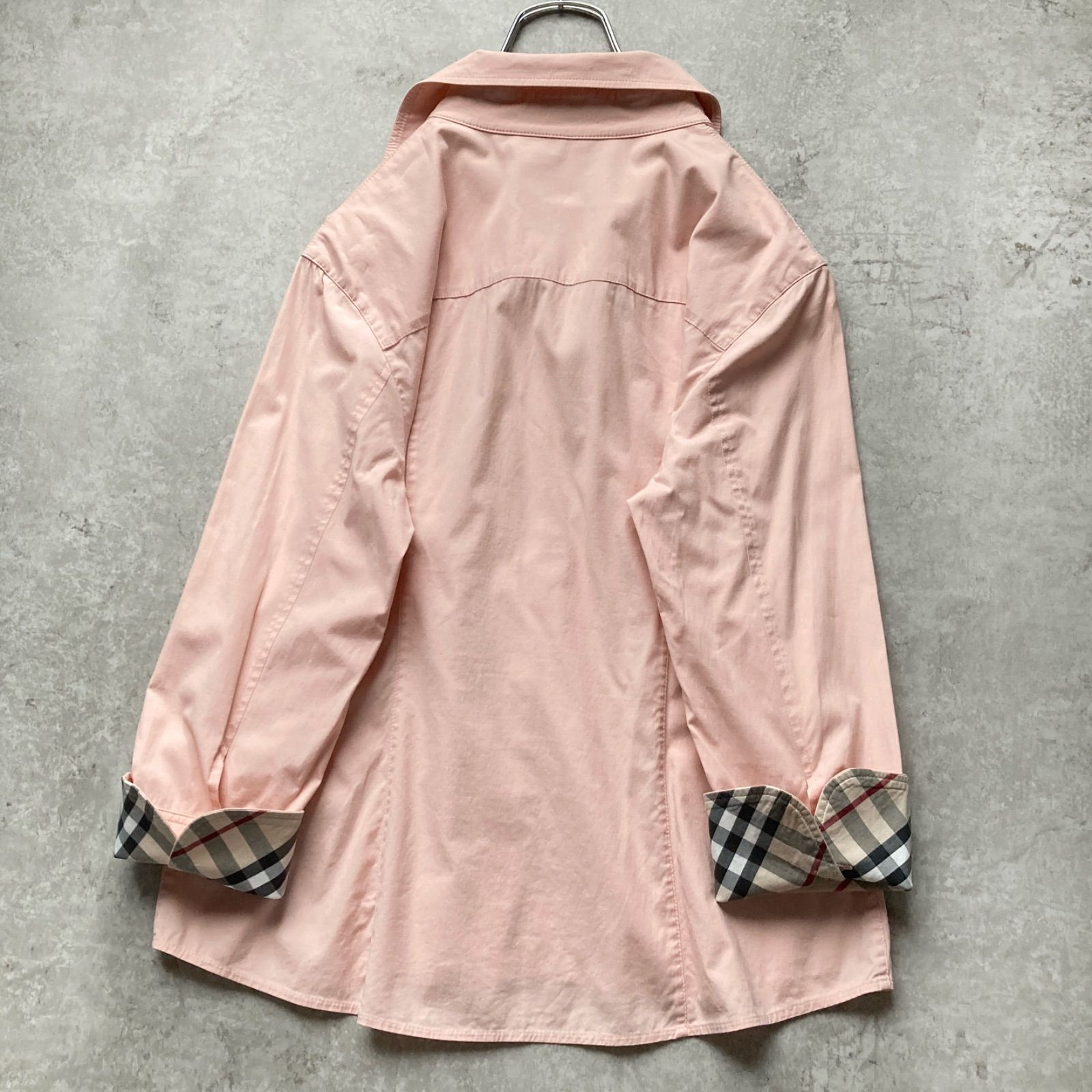 BURBERRY LONDON バーバリー ロンドン 定番ノバチェック袖 サーモン