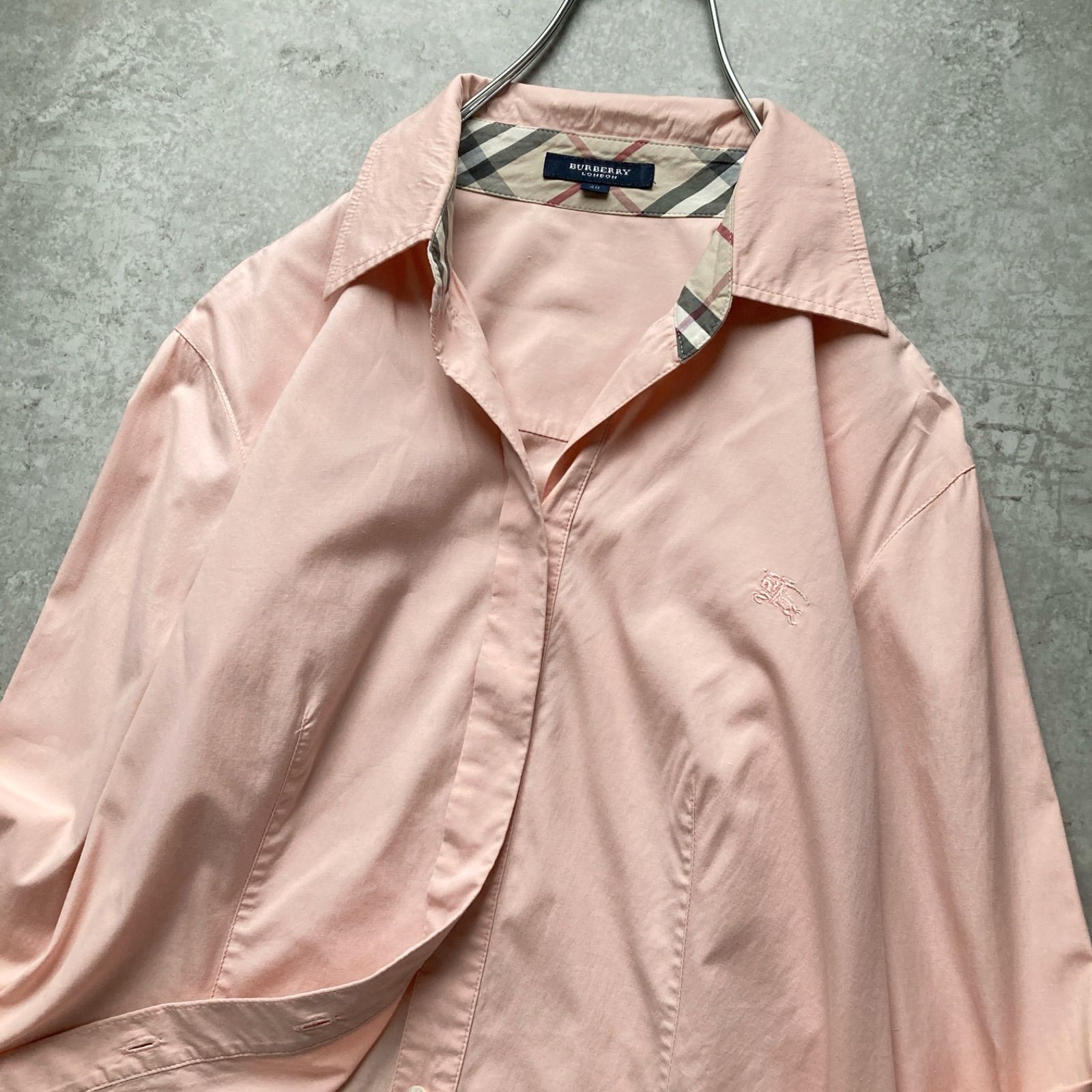 BURBERRY LONDON バーバリー ロンドン 定番ノバチェック袖 サーモン