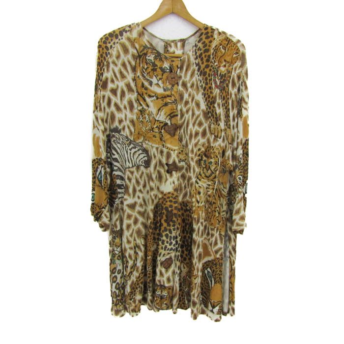伊太利屋 ワンピース 長袖 アニマル柄 レオパード柄 ブランド トップス