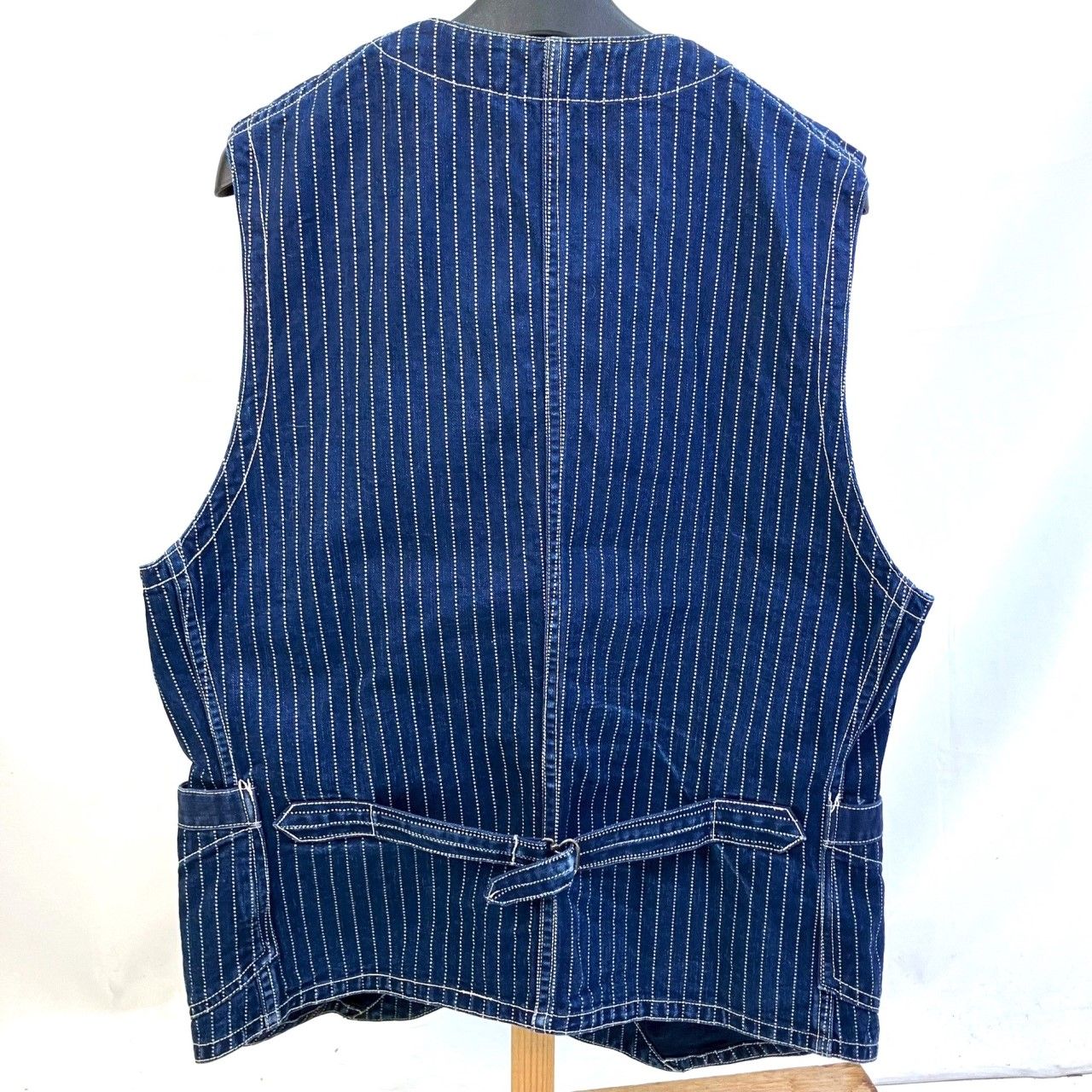 01w-5176 フリーホイーラーズ FREEWHEELERS  CONDUCTOR VEST コンダクターベスト ウォバッシュストライプ サイズ40 インディゴ メンズ  ベスト  【中古品】