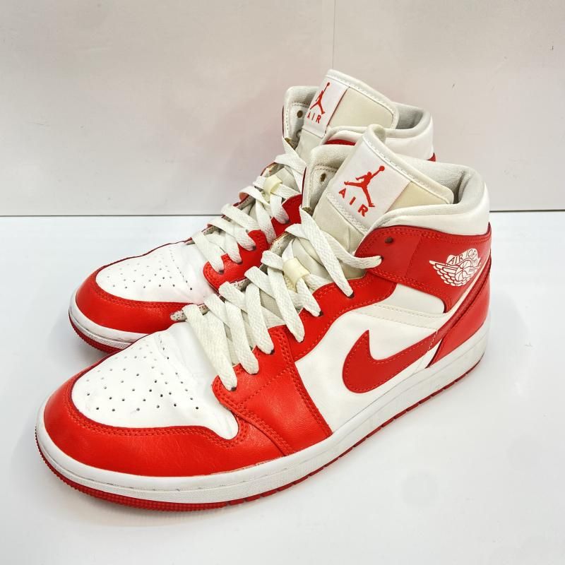 NIKE Women s AIR JORDAN 1 MID WHITE RED 27.5㎝ BQ 6472-116 92