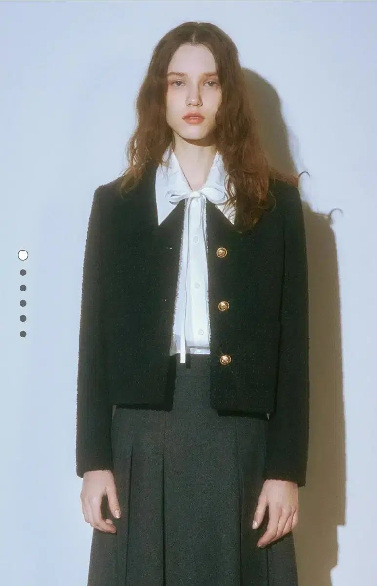 LINE ブラック ツイード ウール ジャケット 77