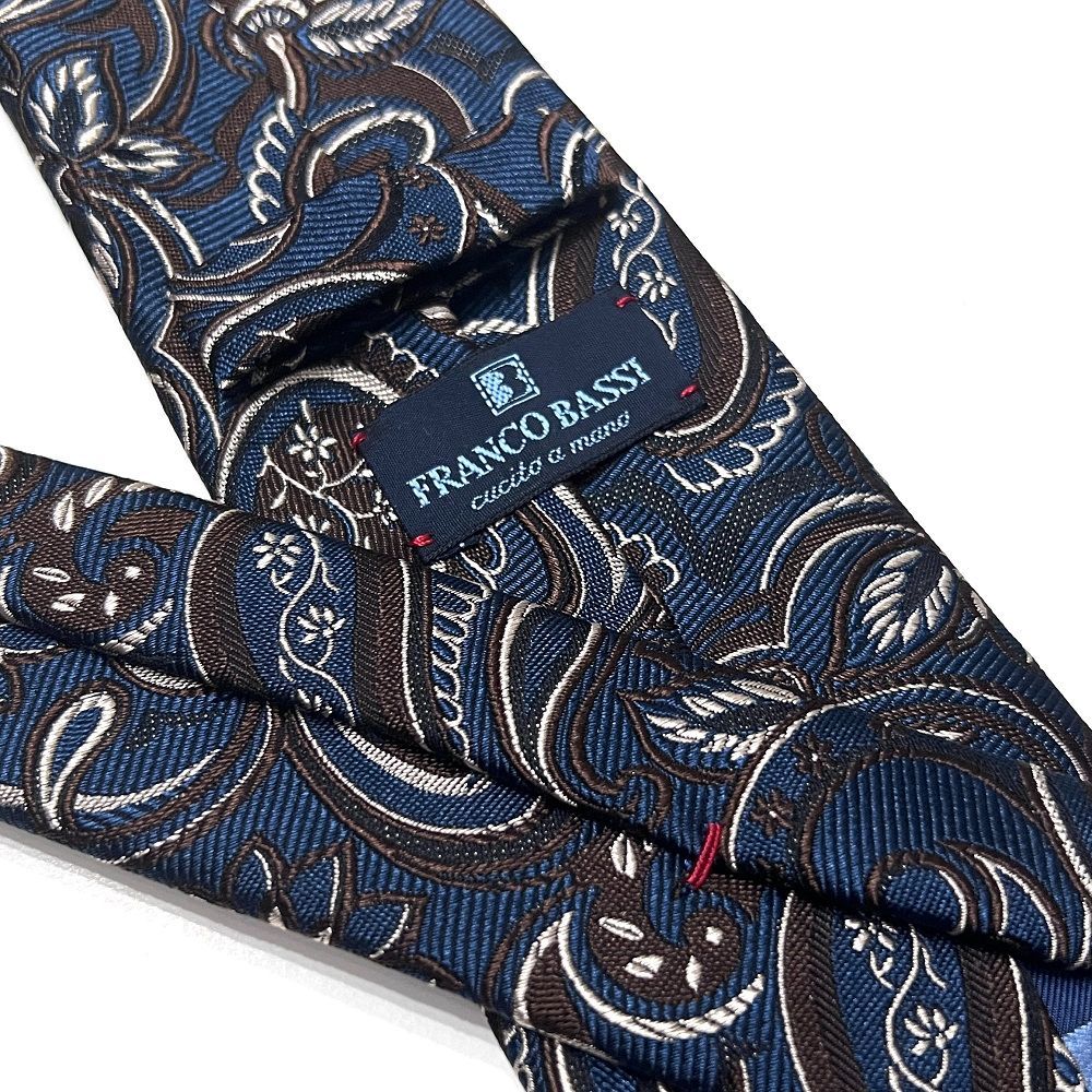 極美品　FRANCO BASSI フランコバッシ　ネクタイ ペイズリー　青 FRANCO BASSI ( フランコバッシ ) ネクタイ ネイビー ペイズリー柄