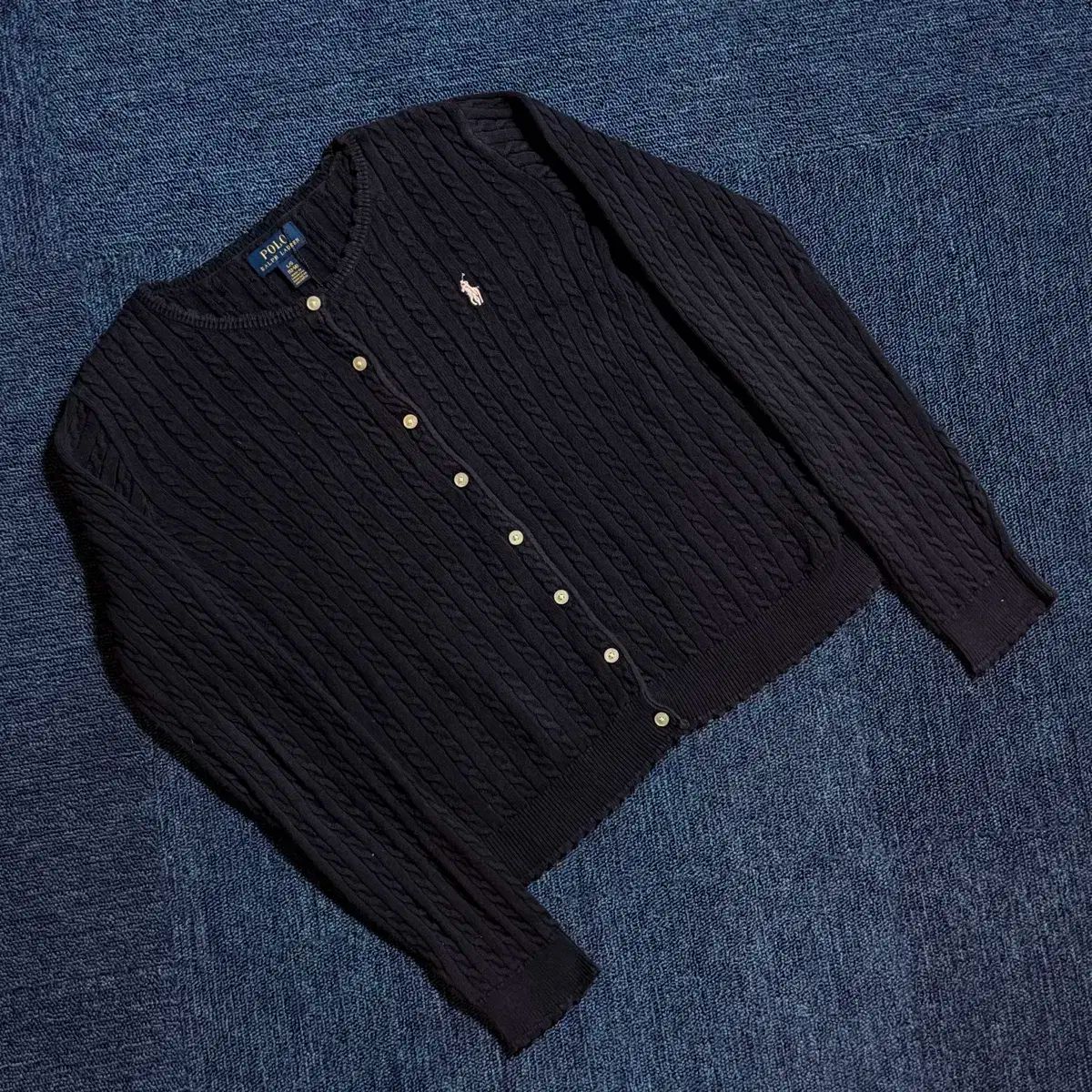 ポロ ラルフローレン ネイビー ケーブル編み カーディガン