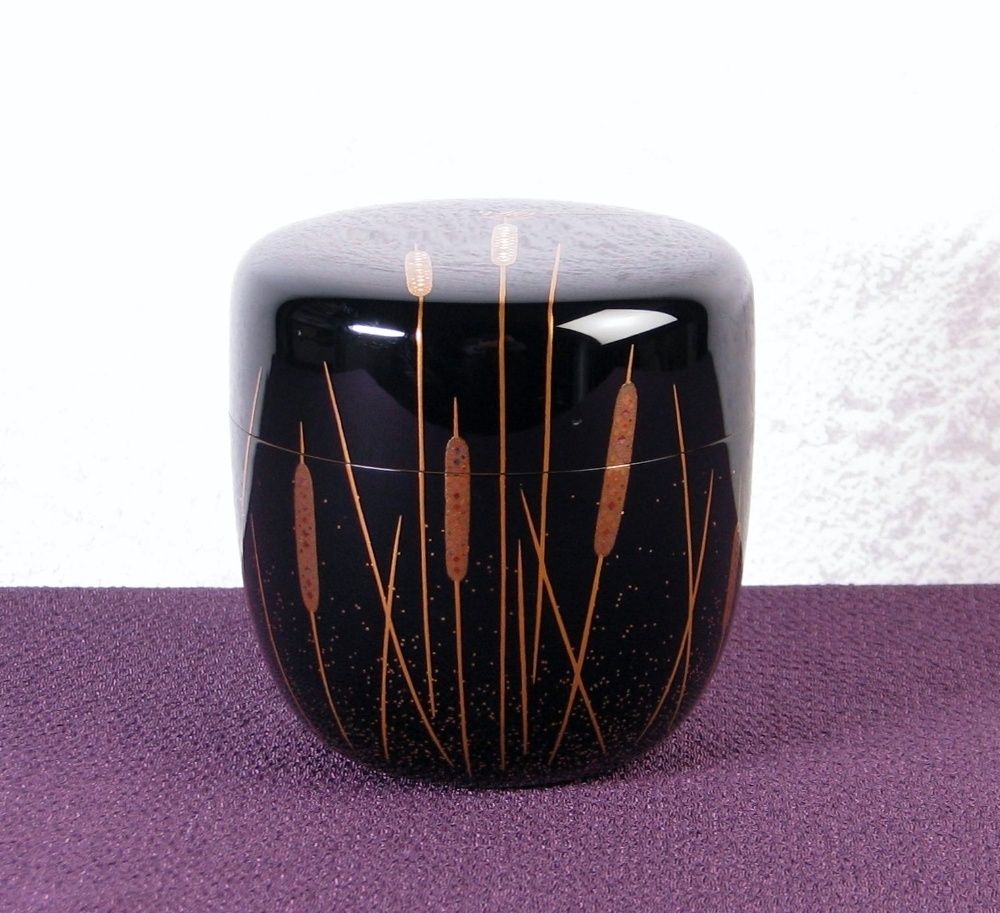 輪島塗り　輪島塗　中島九香　折敷　五枚揃い+ 山口幹彦　壺　二点　専用出品 輪島塗 山口和弘作 蒲穂蜻蛉蒔絵中棗 内銀塗 底銘入 美品 共箱・共布