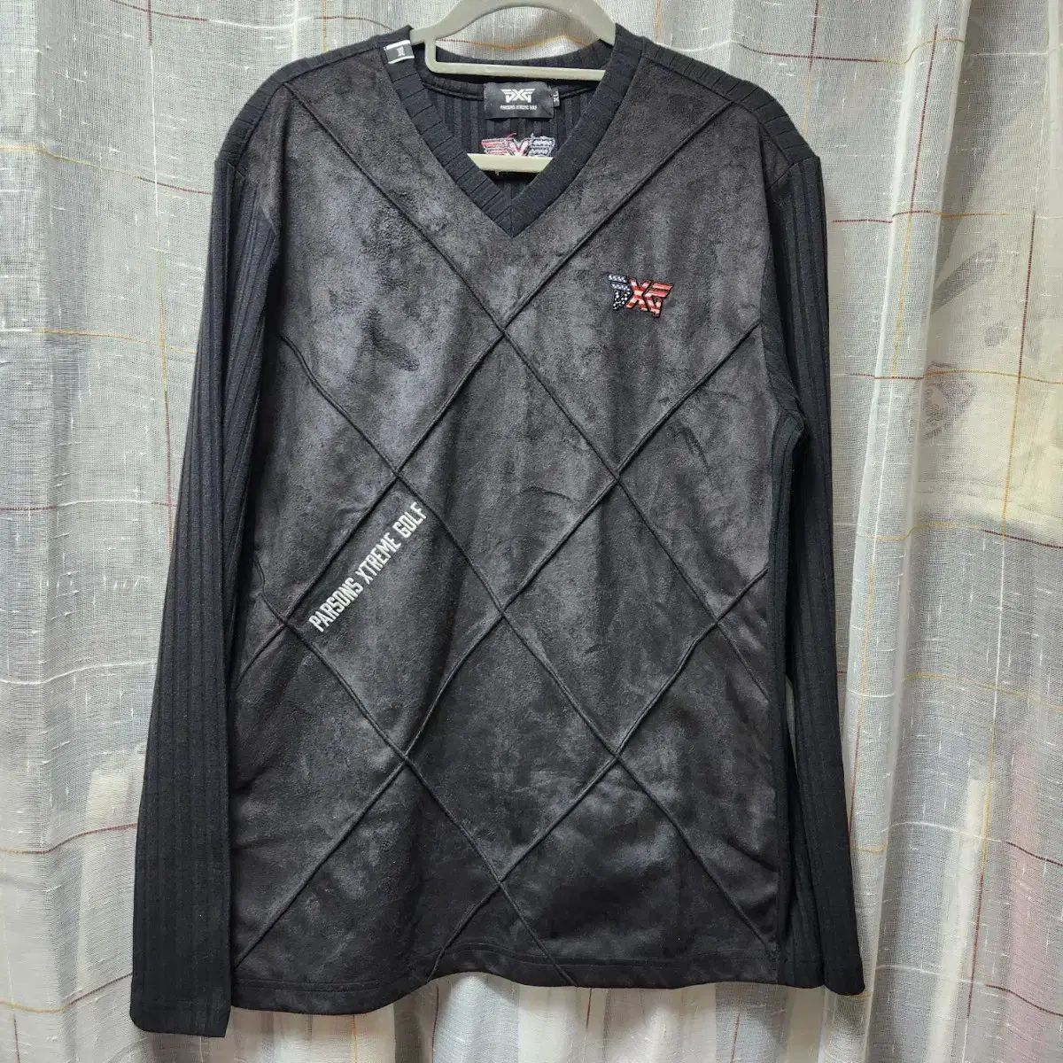 PXG メンズ ゴルフ 長袖 ストレッチ ゴージ Tシャツ ブラック XL