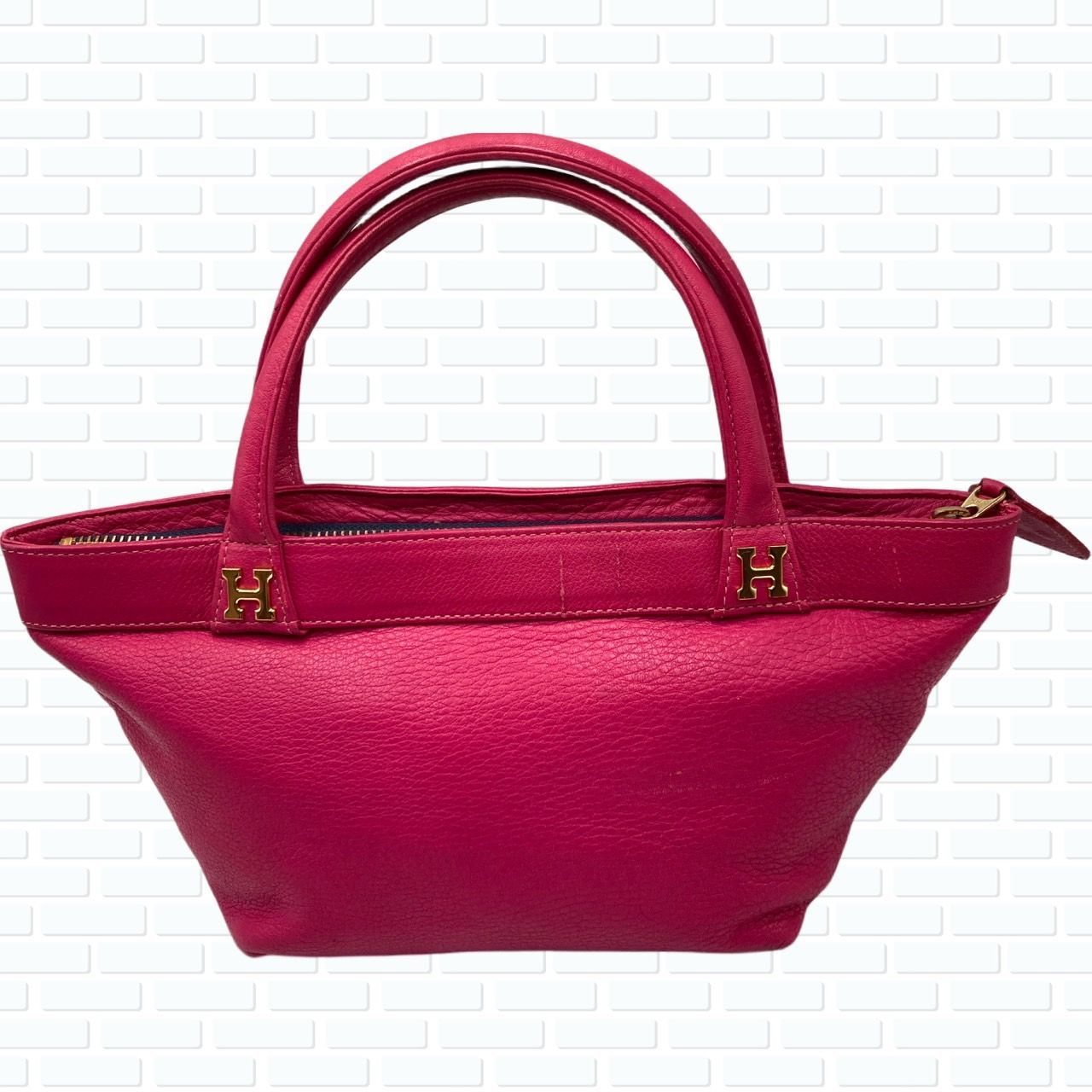 ✤希少✤ HIROFU ヒロフ ハンドバッグ レザー シボ革 Hロゴ かわいい