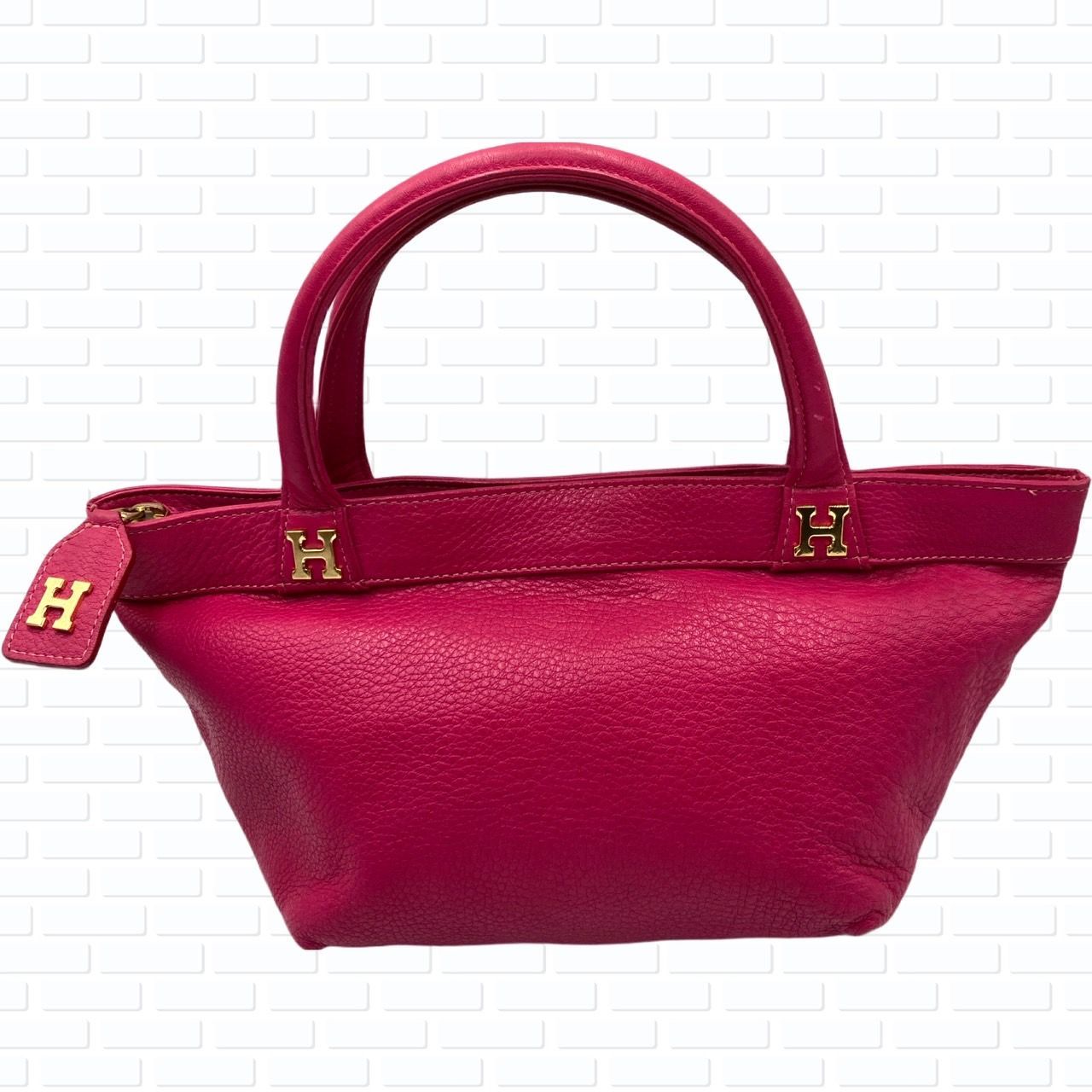 ✤希少✤ HIROFU ヒロフ ハンドバッグ レザー シボ革 Hロゴ かわいい