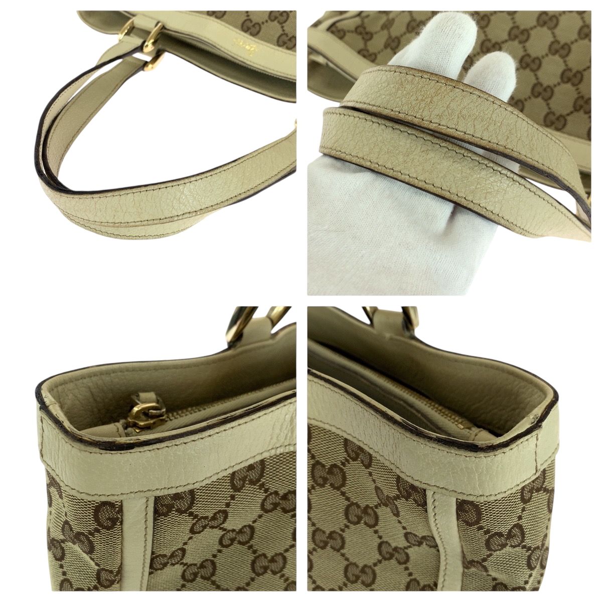 GUCCI グッチ ベージュ アイボリー ゴールド金具 GGキャンバス 170004 