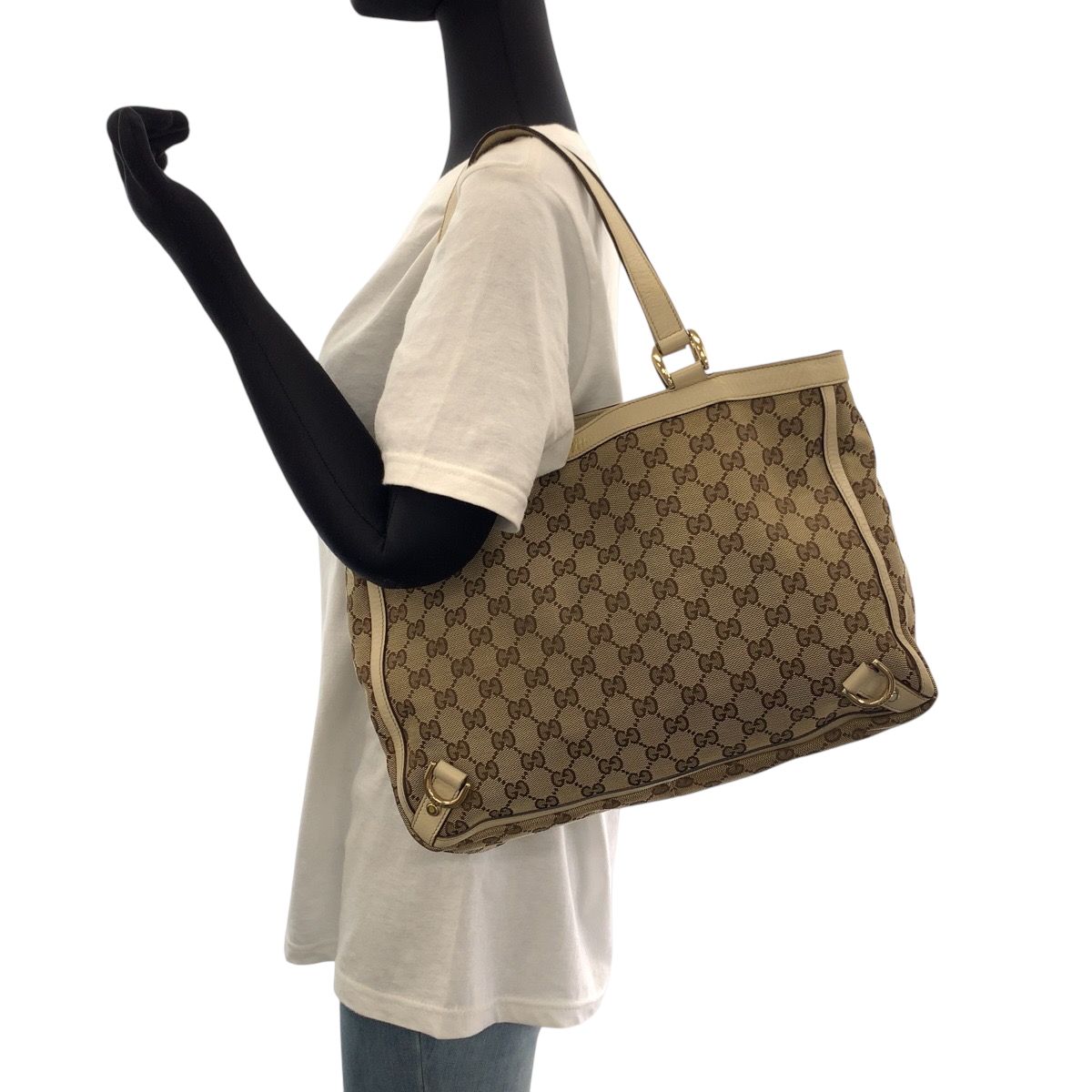 GUCCI グッチ ベージュ アイボリー ゴールド金具 GGキャンバス 170004 